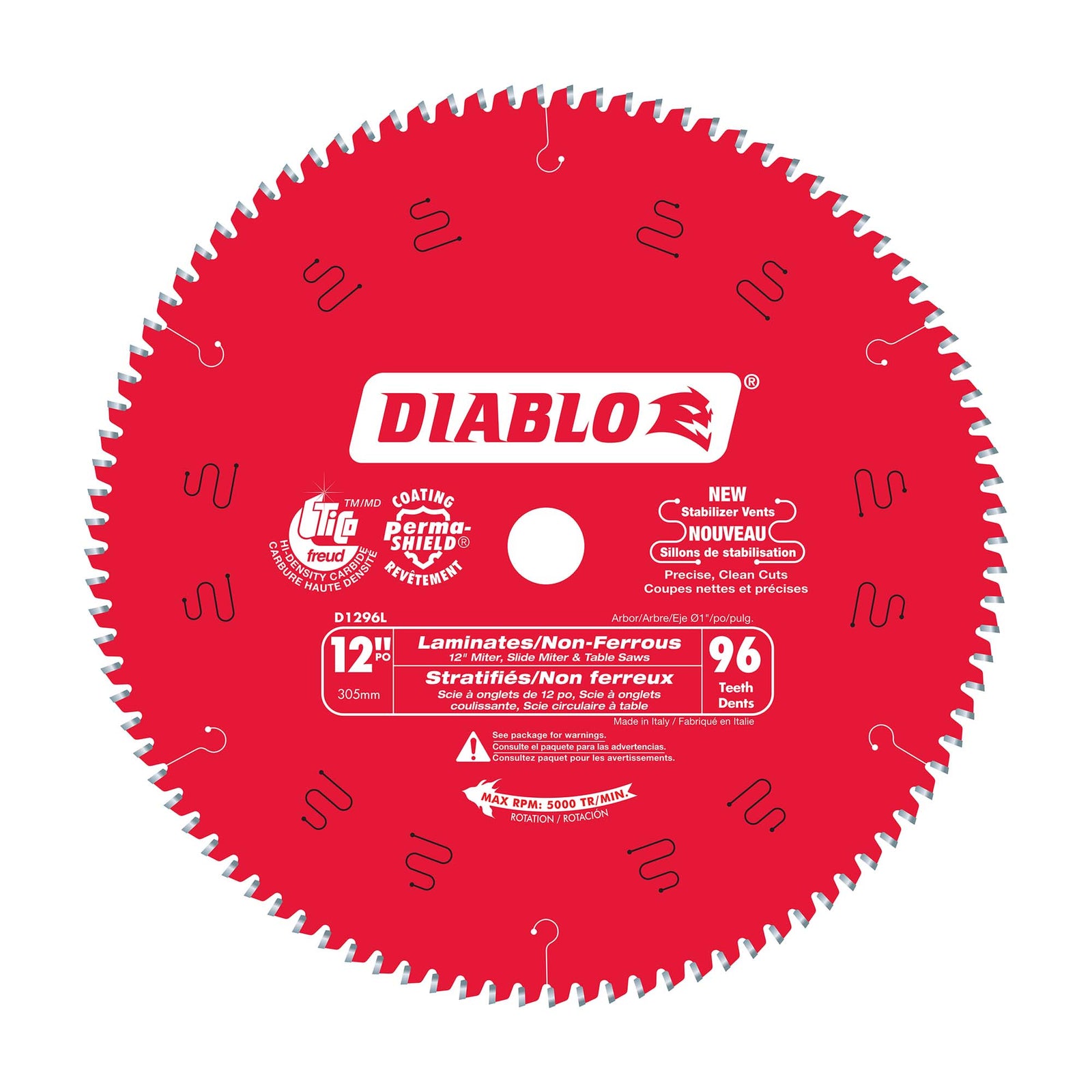 Lame circulaire Diablo pour planchers stratifiés de 12" à 96 dents 