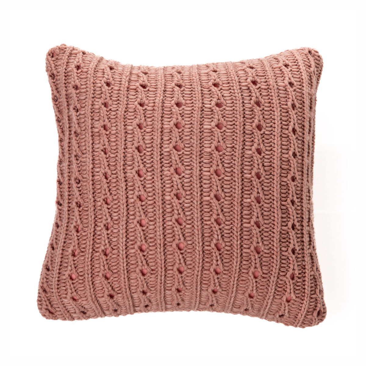 Coussin Dalida en tricot, 18" x 18" (rose)