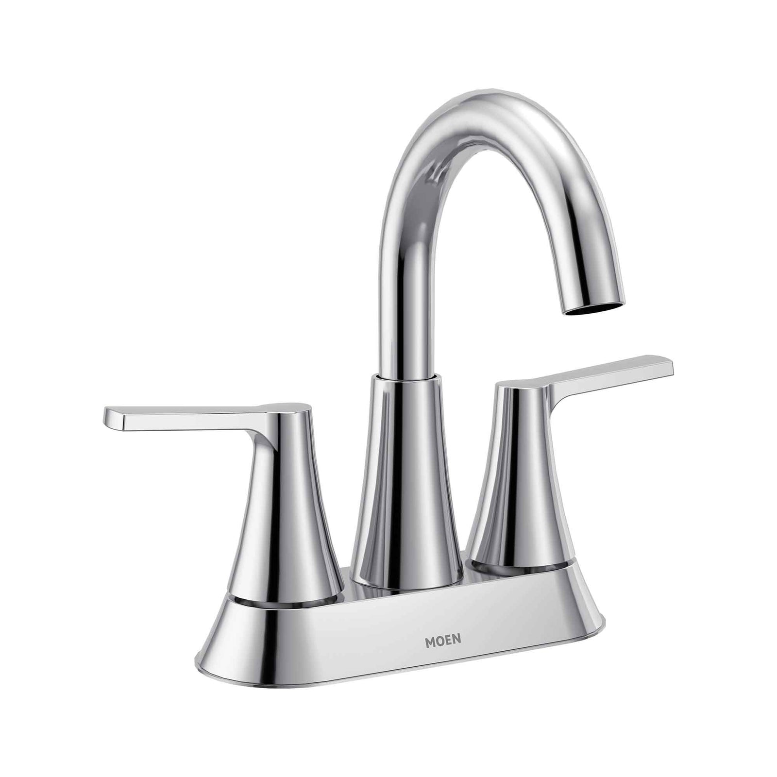 Robinet de salle de bain Mikah à 2 poignées et à grand arc, chrome (4" centre)