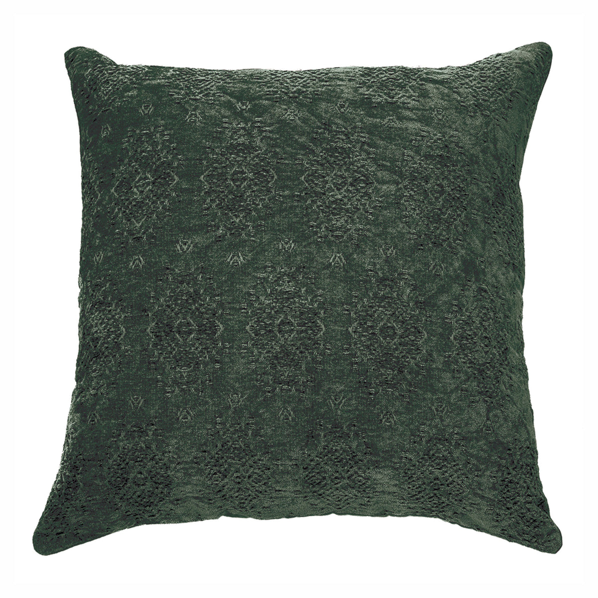Coussin européen Toro en velours jacquard, 25" x 25" (vert forêt)