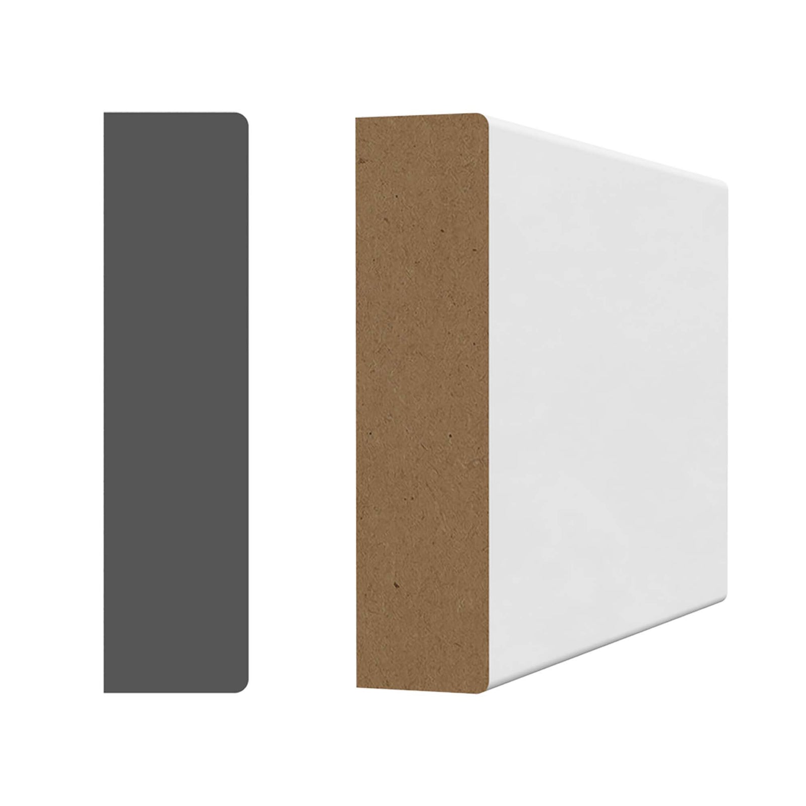 Cadrage rectangulaire en fibre de bois prépeint blanc, 7’-1" x 2-1/2" x 5/8"