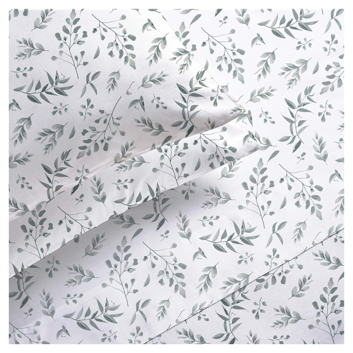 Ensemble de draps en microfibre avec imprimé de feuilles Meadow, Queen(4 pièces)