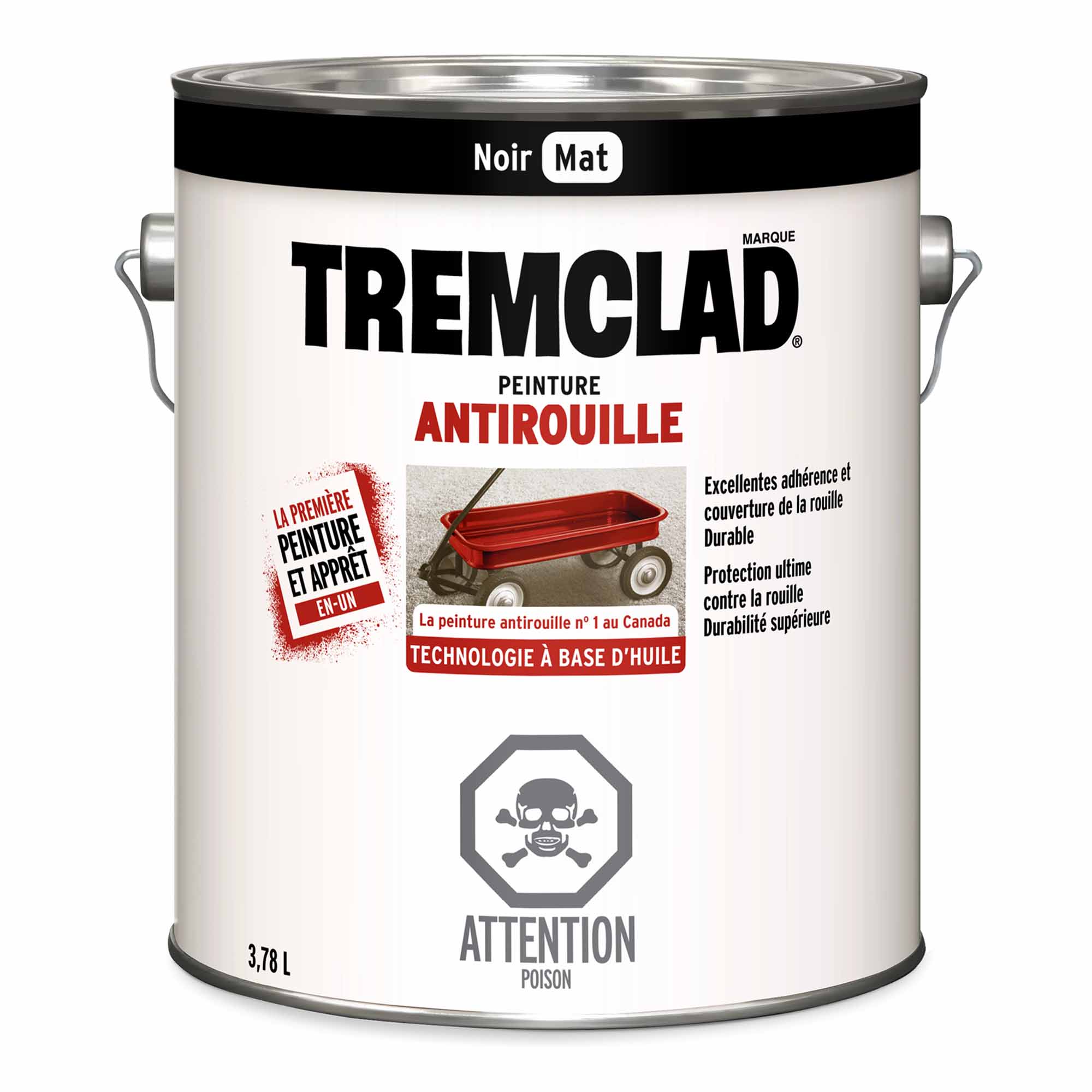 Tremclad peinture antirouille à base d'huile noir mat, 3,78 L