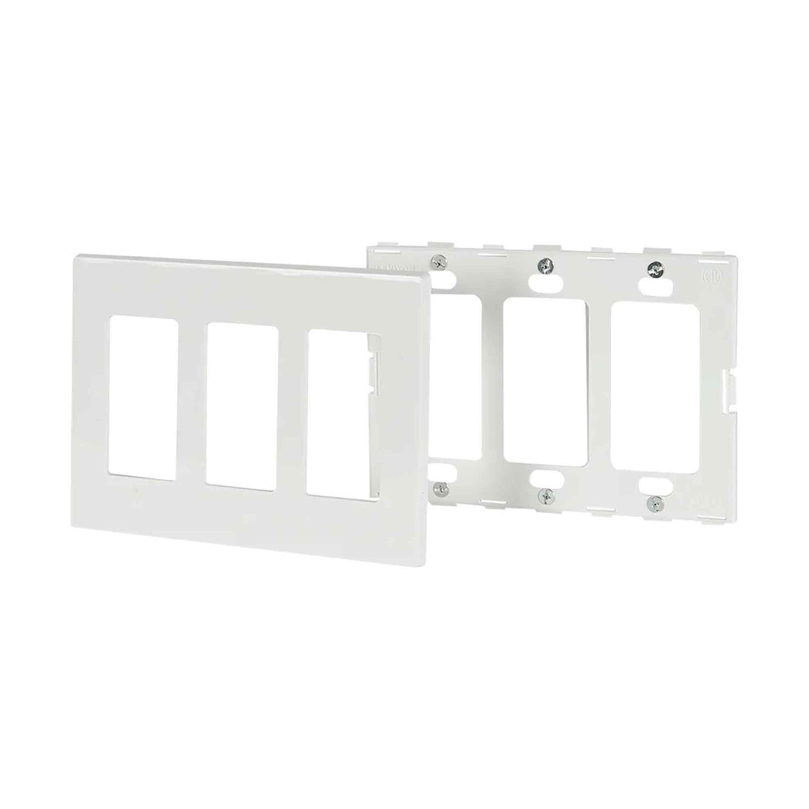 Plaque murale Decora sans vis pour 3 dispositifs, blanc