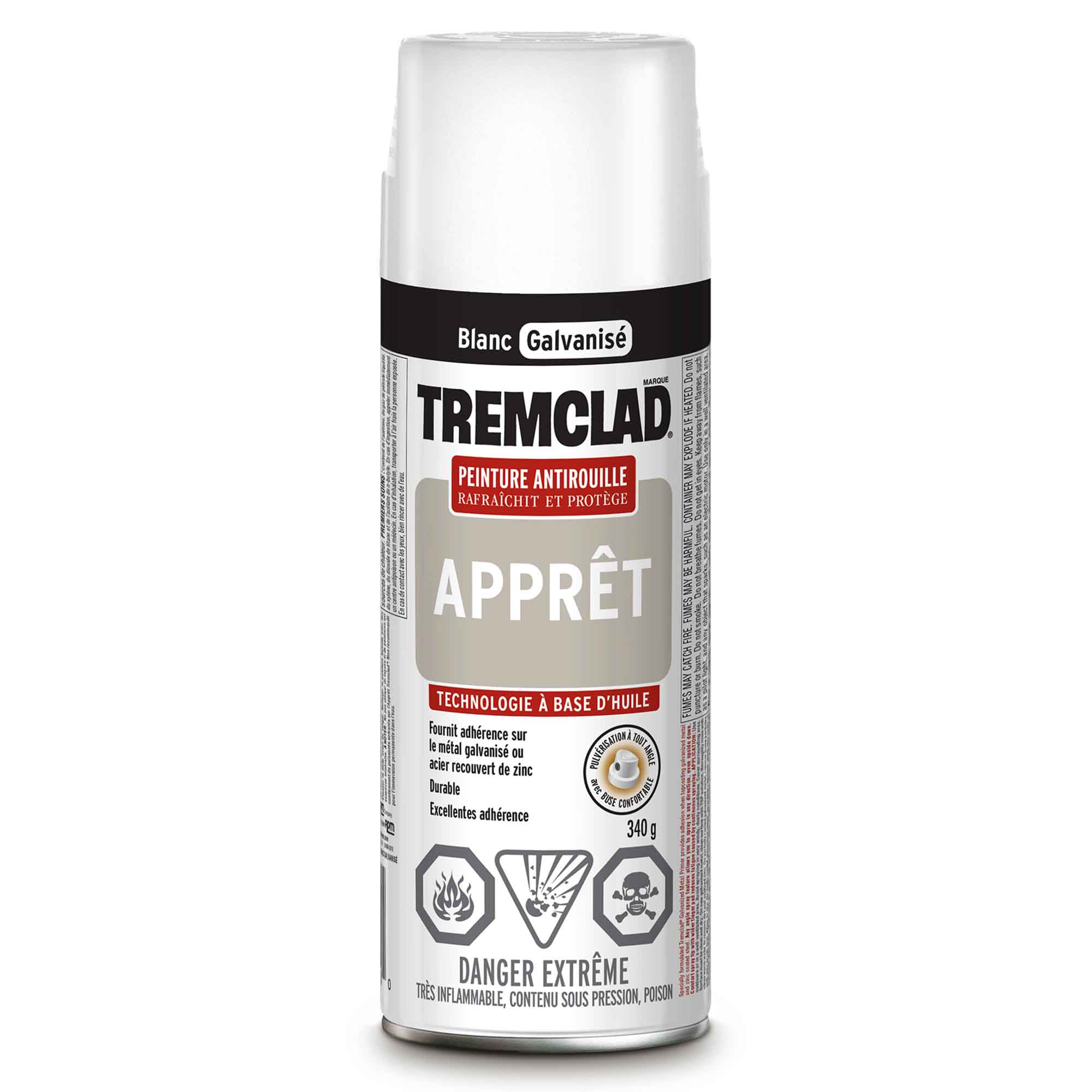 Tremclad apprêt aérosol antirouille blanc galvanisé, 340 g