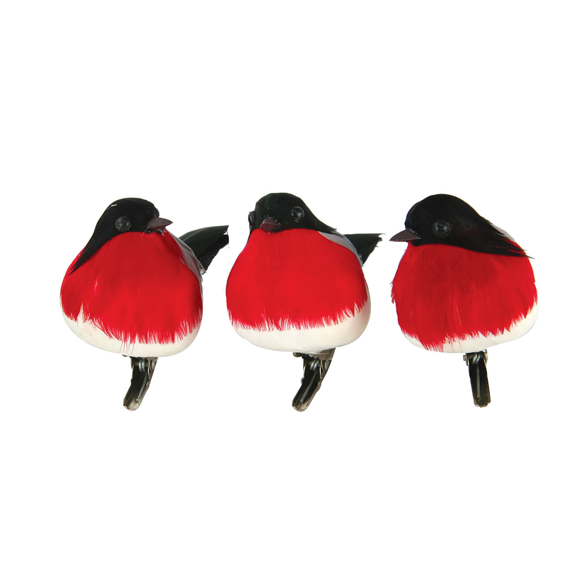 Oiseau rouge et noir sur clip, 4'' (3 pièces)