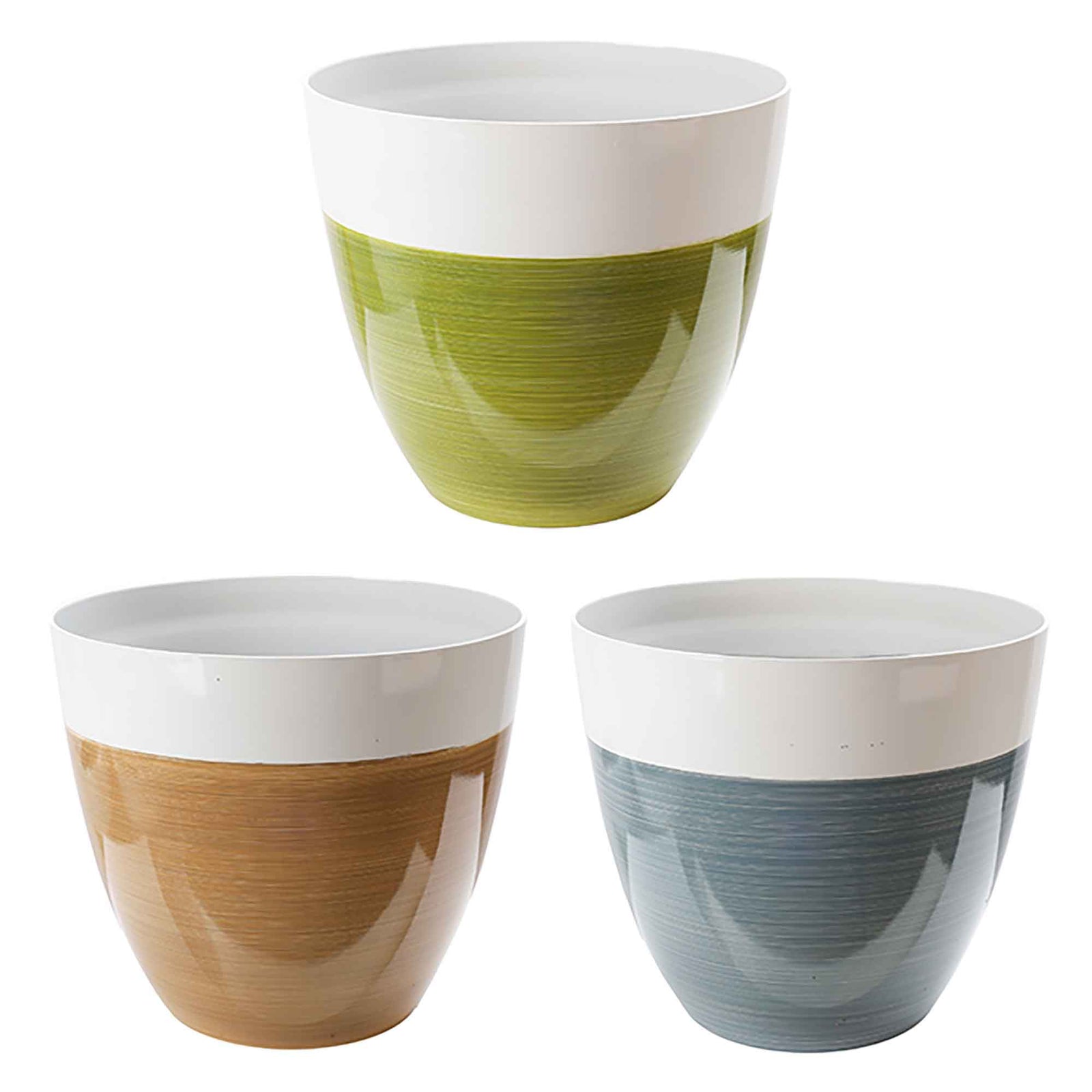 Pot rond à finition émaillée avec ton naturel, 15'' x  13,4'' (choix entre 3 couleurs)