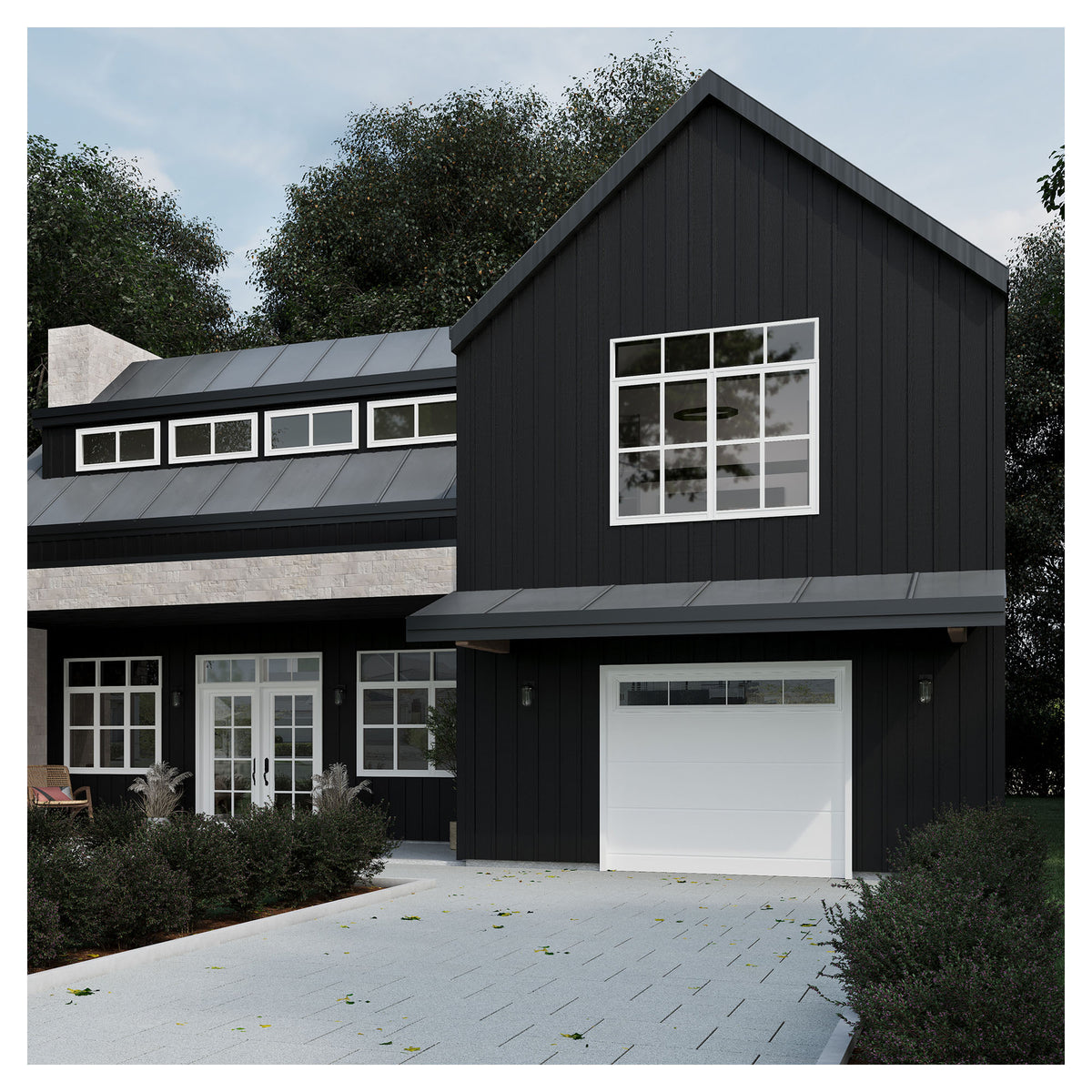 Planche de revêtement avec latte de 3/8" x 12" x 144", noir (4 unités)