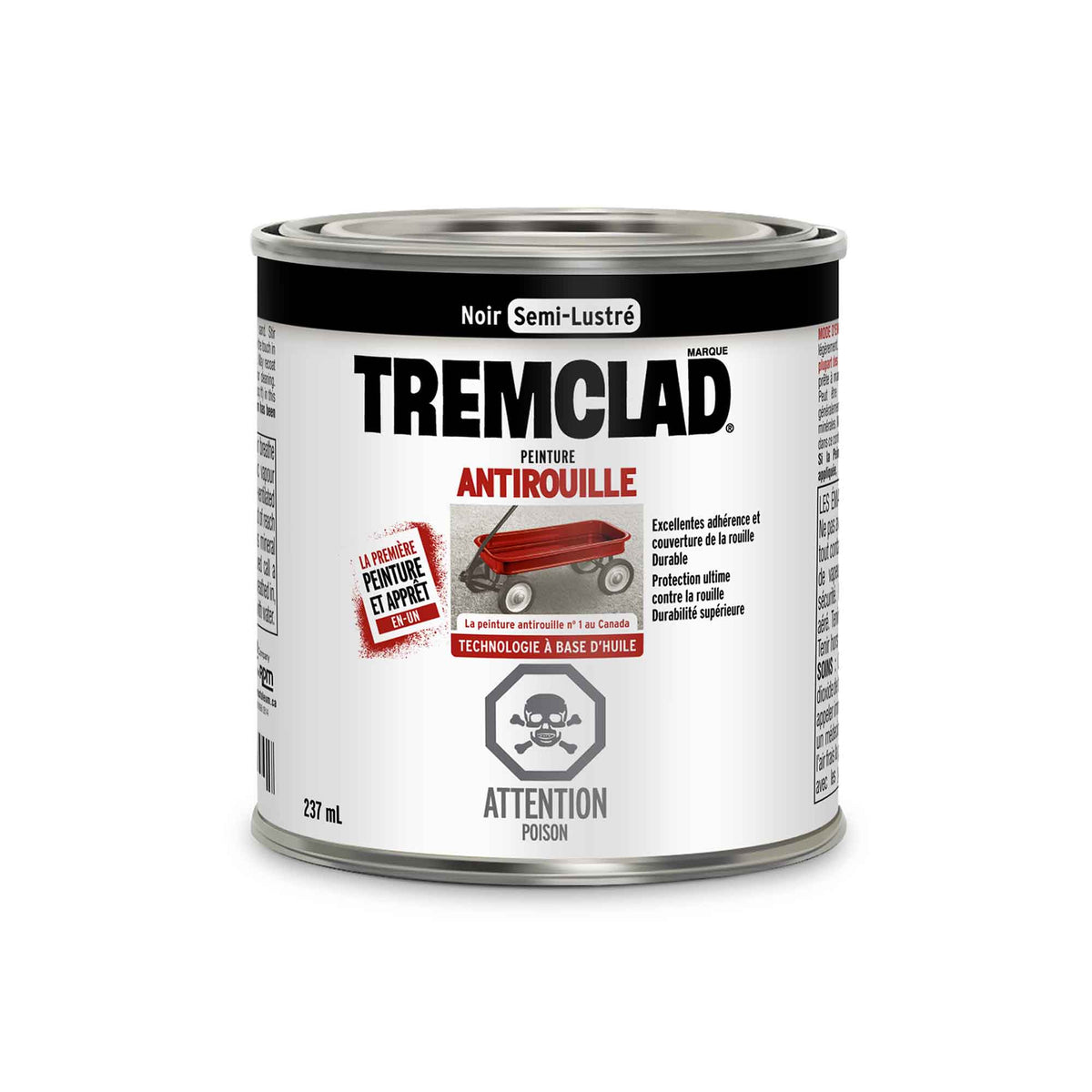 Tremclad peinture antirouille à base d&#39;huile noir semi-lustré, 237 ml