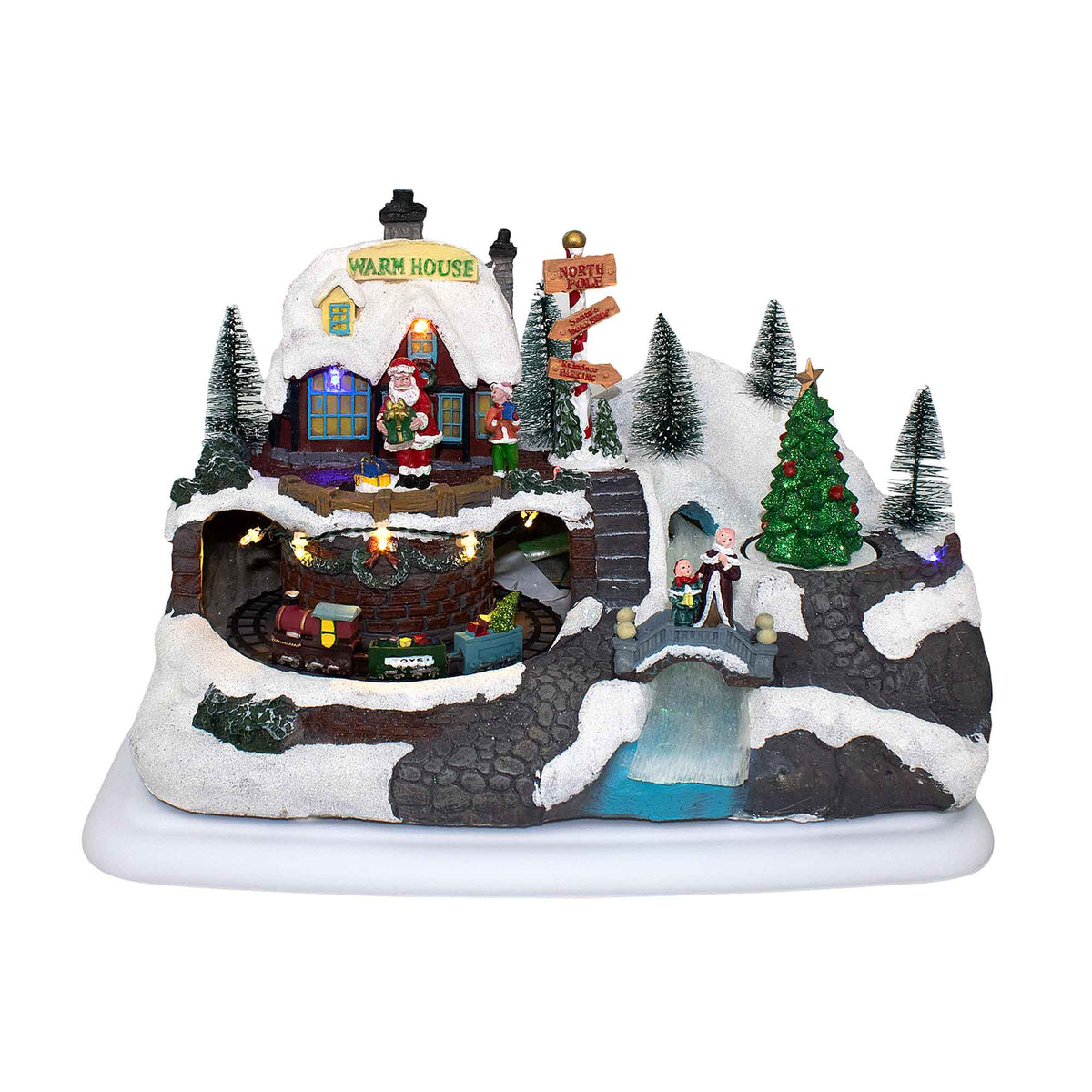 Village du Père Noël animé avec train, 14''