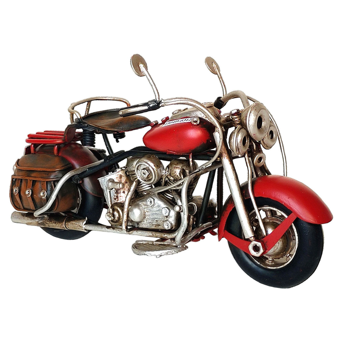 Moto classique en métal rouge, 7-2/4'' x 3-1/4'' x 4"