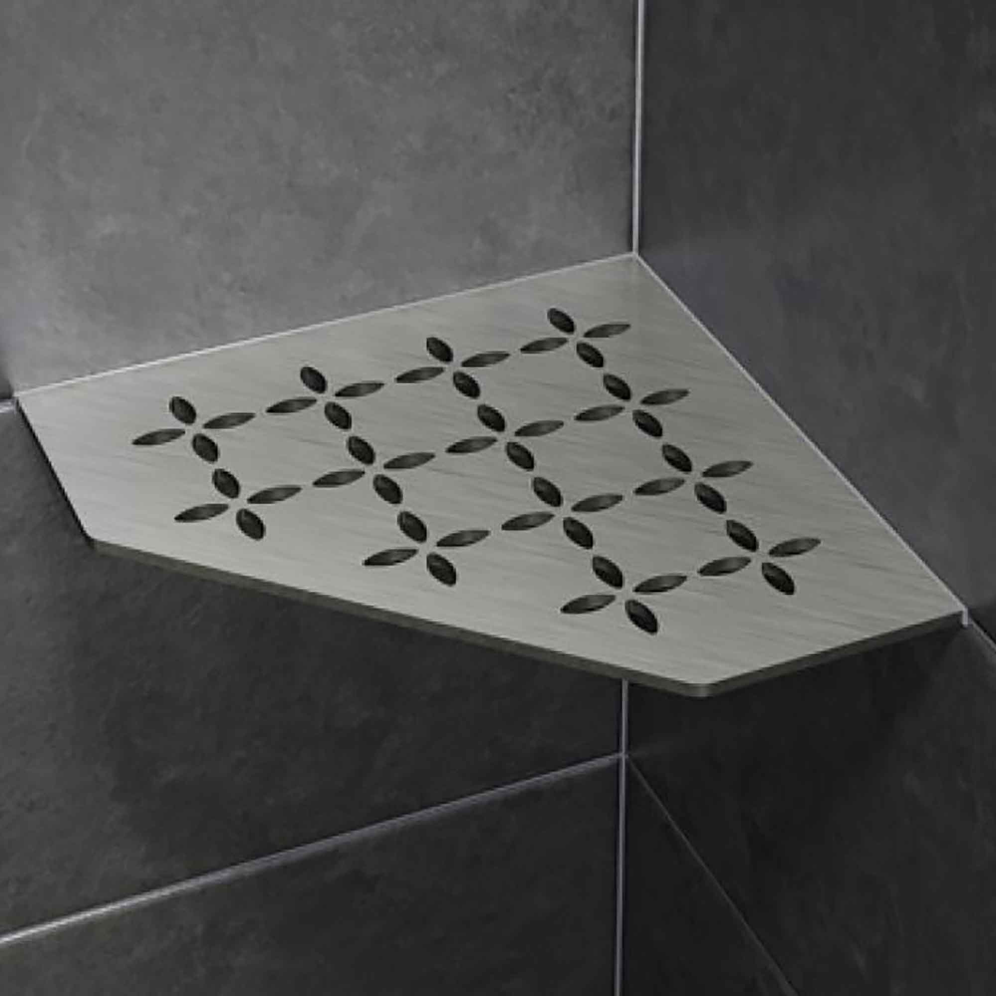 Étagère de coin pour douche au design Floral, pentagonale