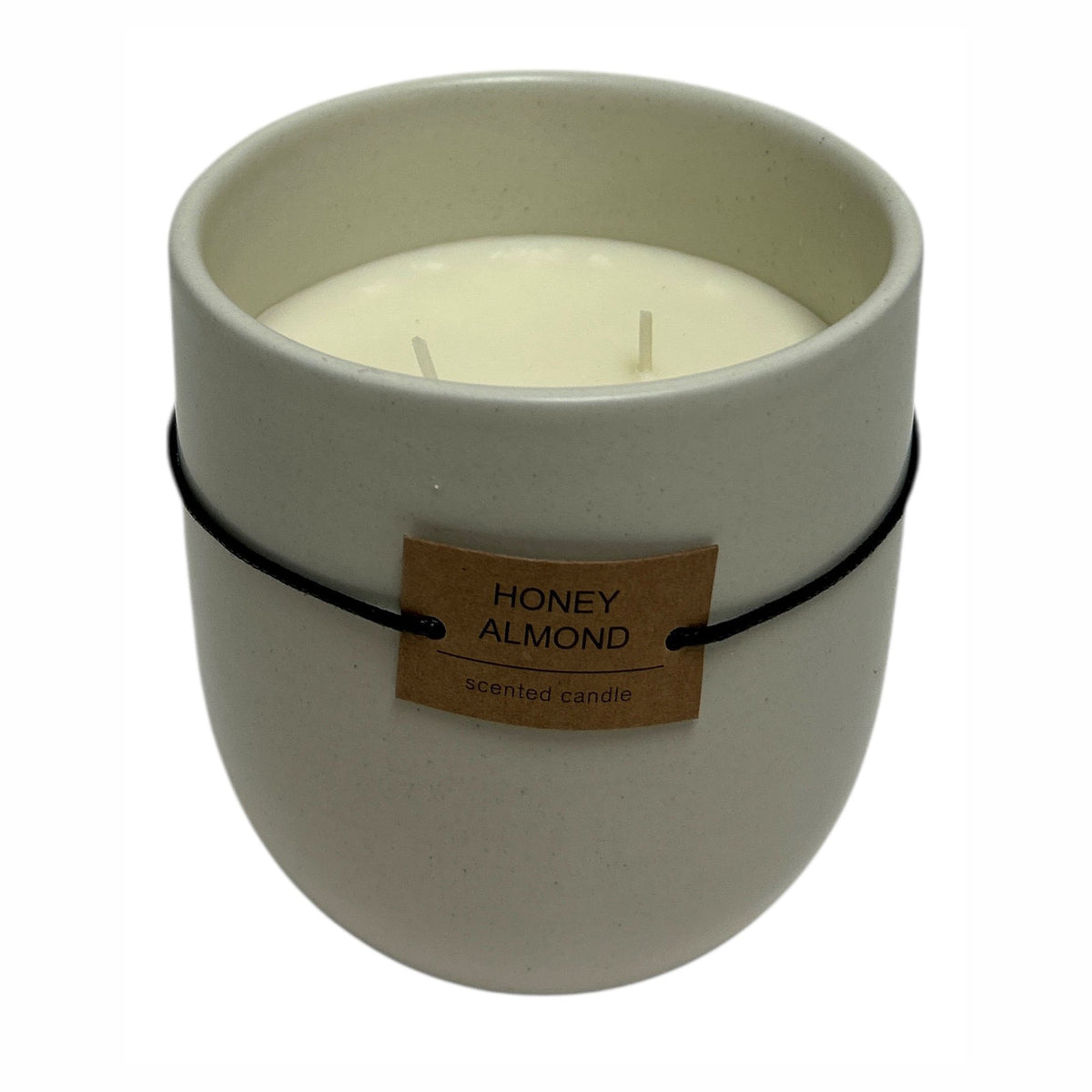 Bougie parfumée au miel et à l'amande dans un pot en céramique, 5" (gris )