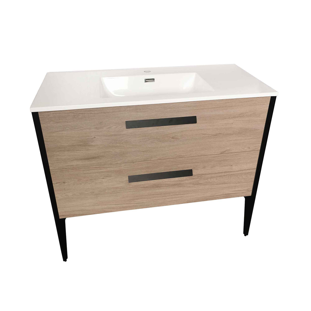 Meuble-lavabo à montage mural de couleur sable avec 2 tiroirs, 40''