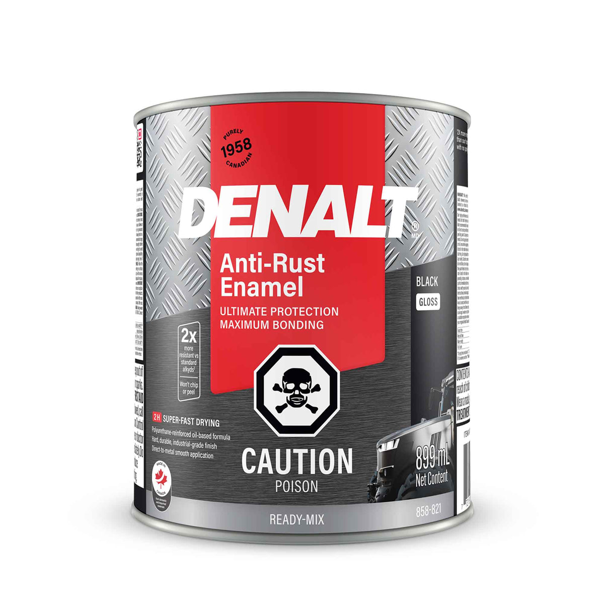 Émail antirouille à base d’huile noir lustré, 899 ml