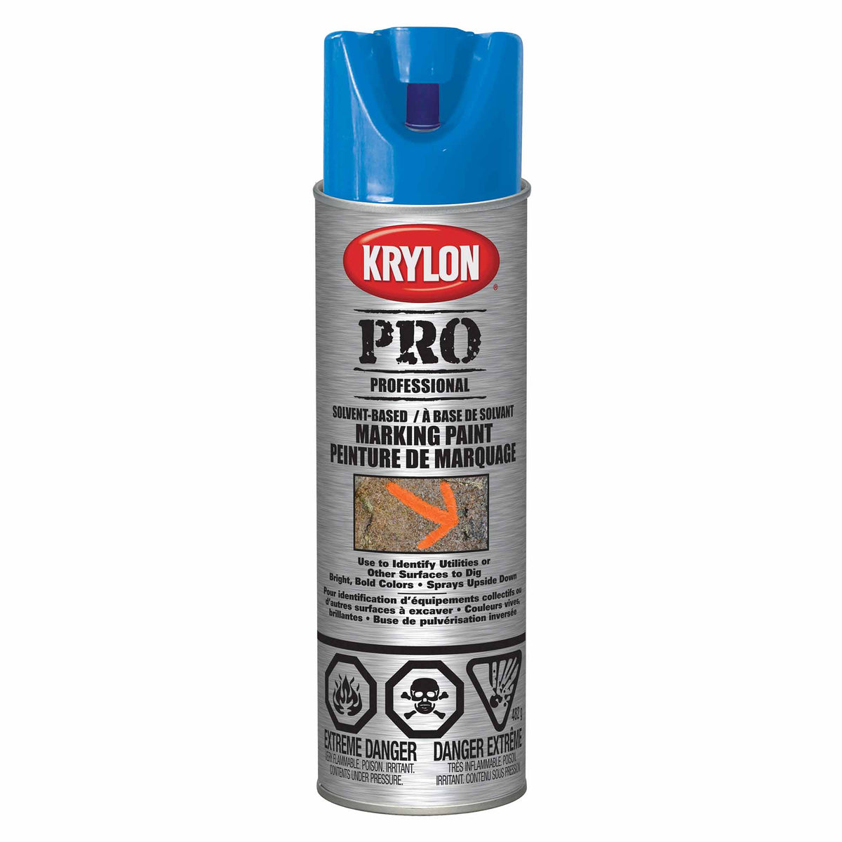 Krylon aérosol PRO peinture de marquage à base de solvant bleu APWA, 482 g