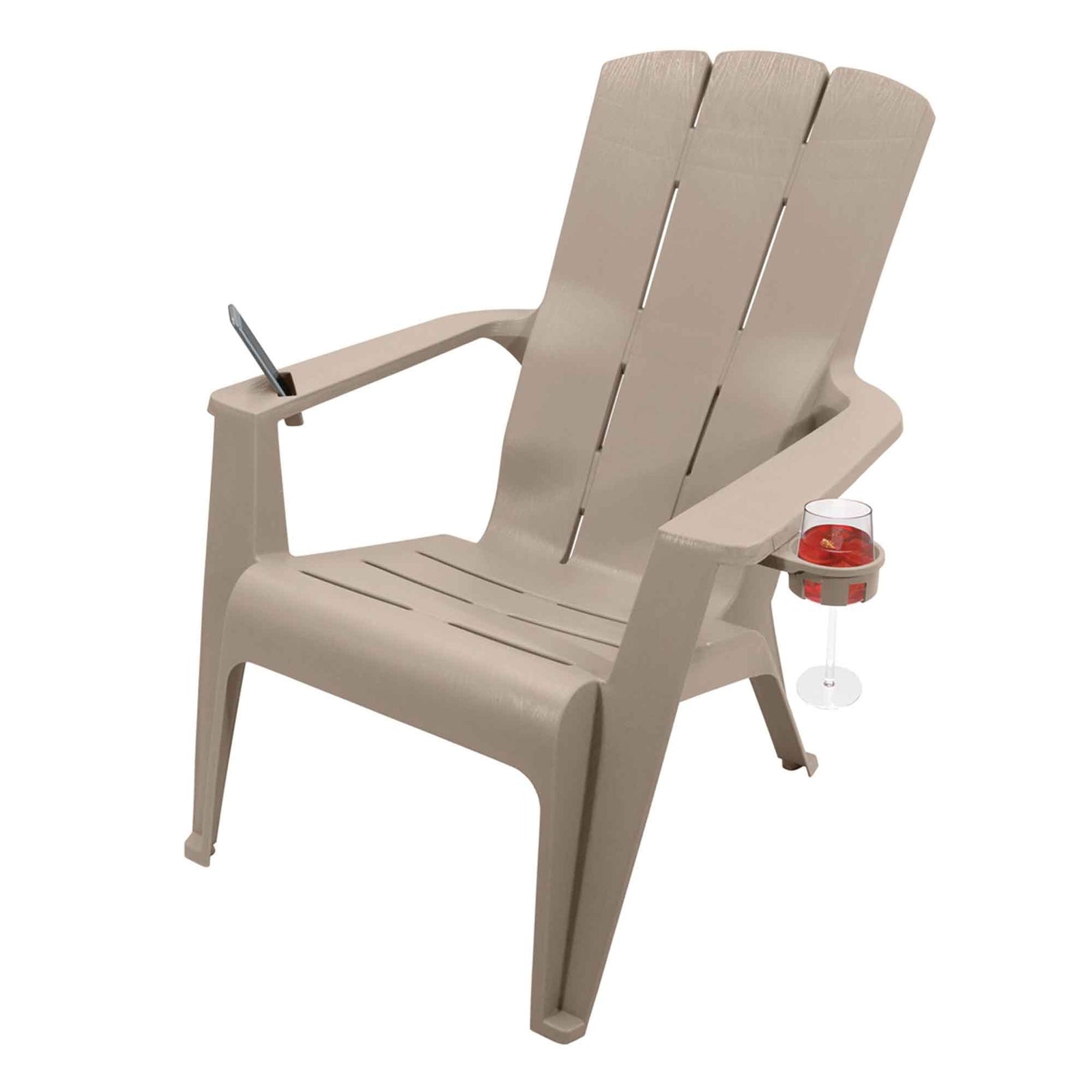 Chaise Adirondack de luxe avec porte-gobelet et support pour téléphone, pierre de sable