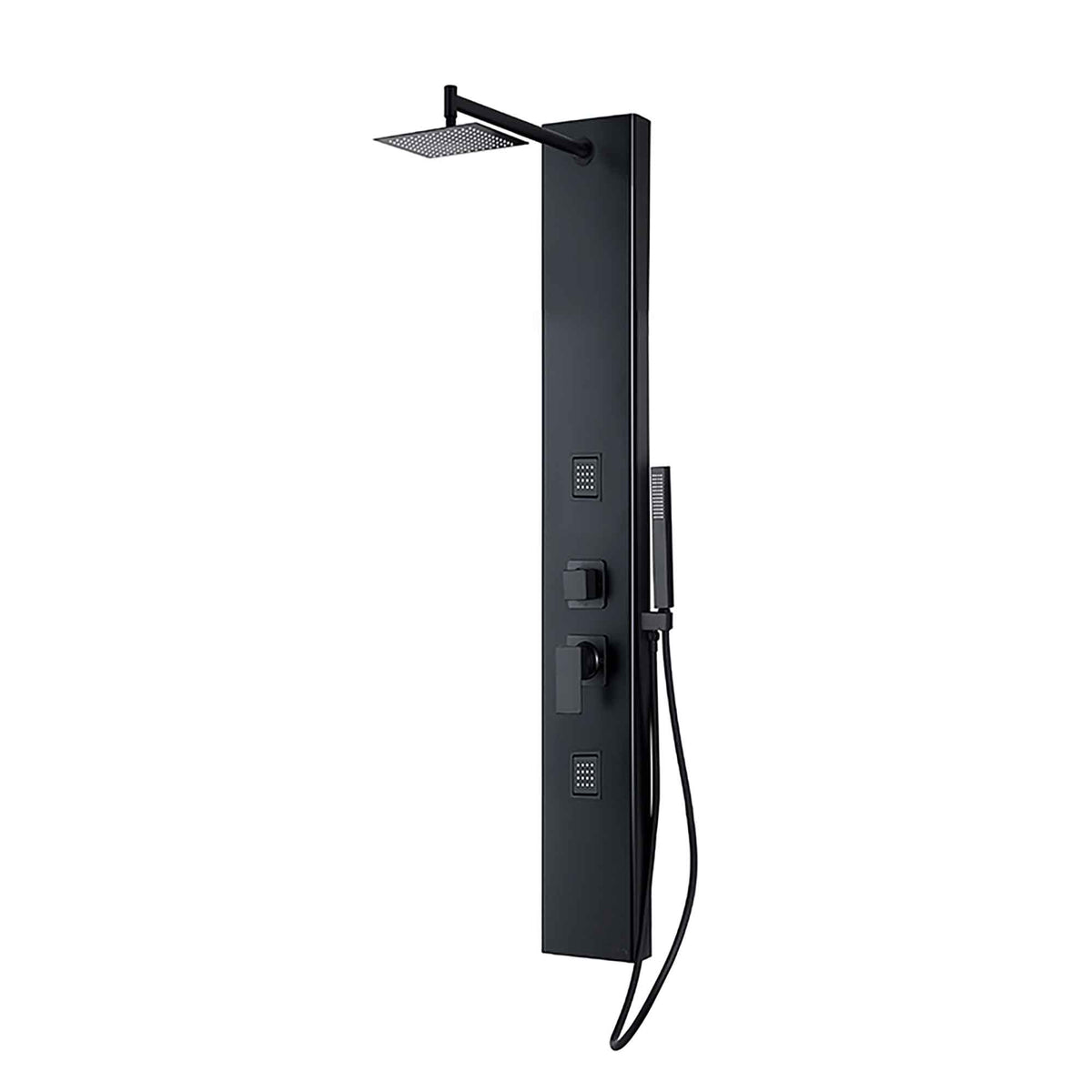 Colonne de douche noir mat en acier inoxydable, 15,74&#39;&#39; x 5,9&quot; x 55,11&quot;