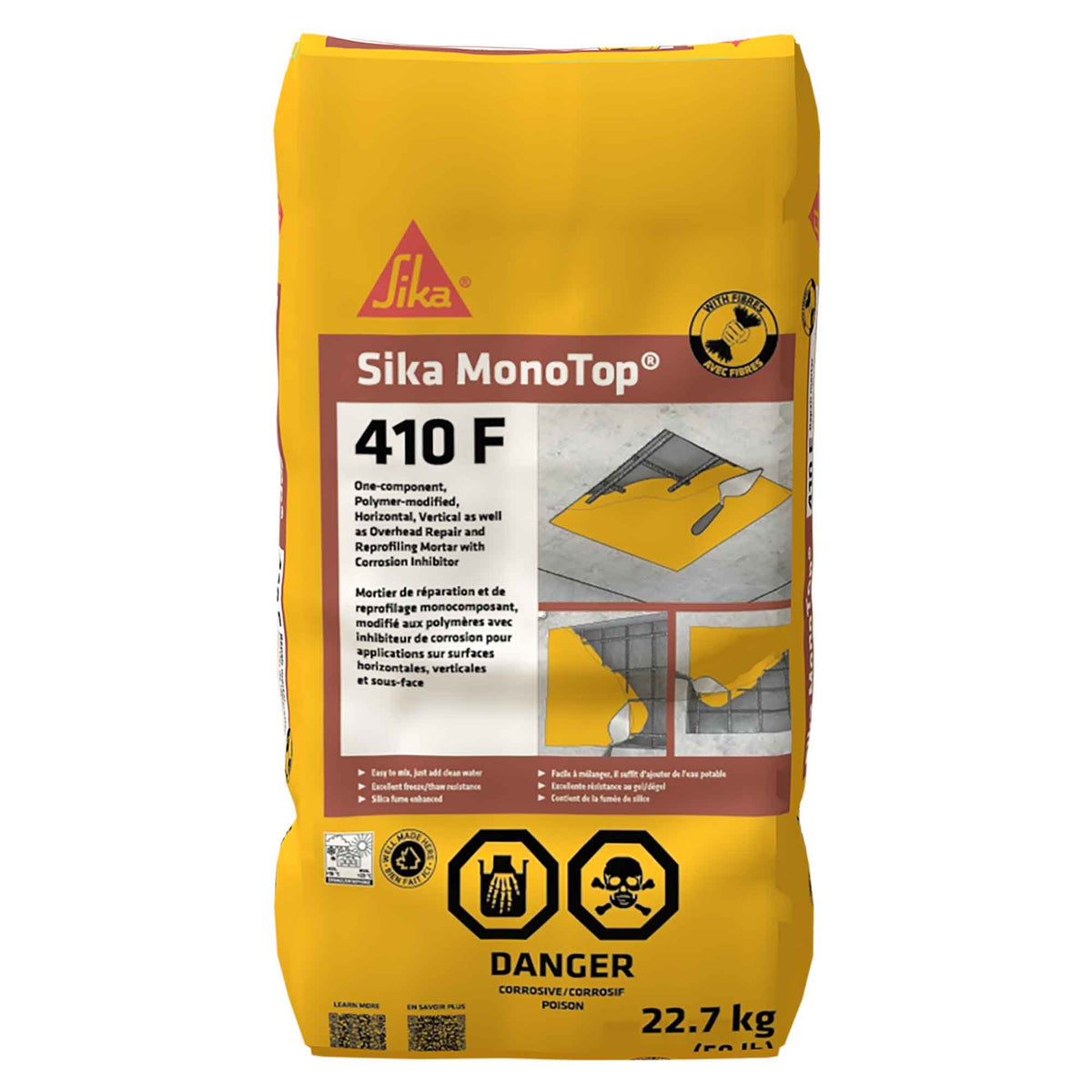 Mortier monocomposant à base de ciment Sika MonoTop-410 F, 22,7 kg