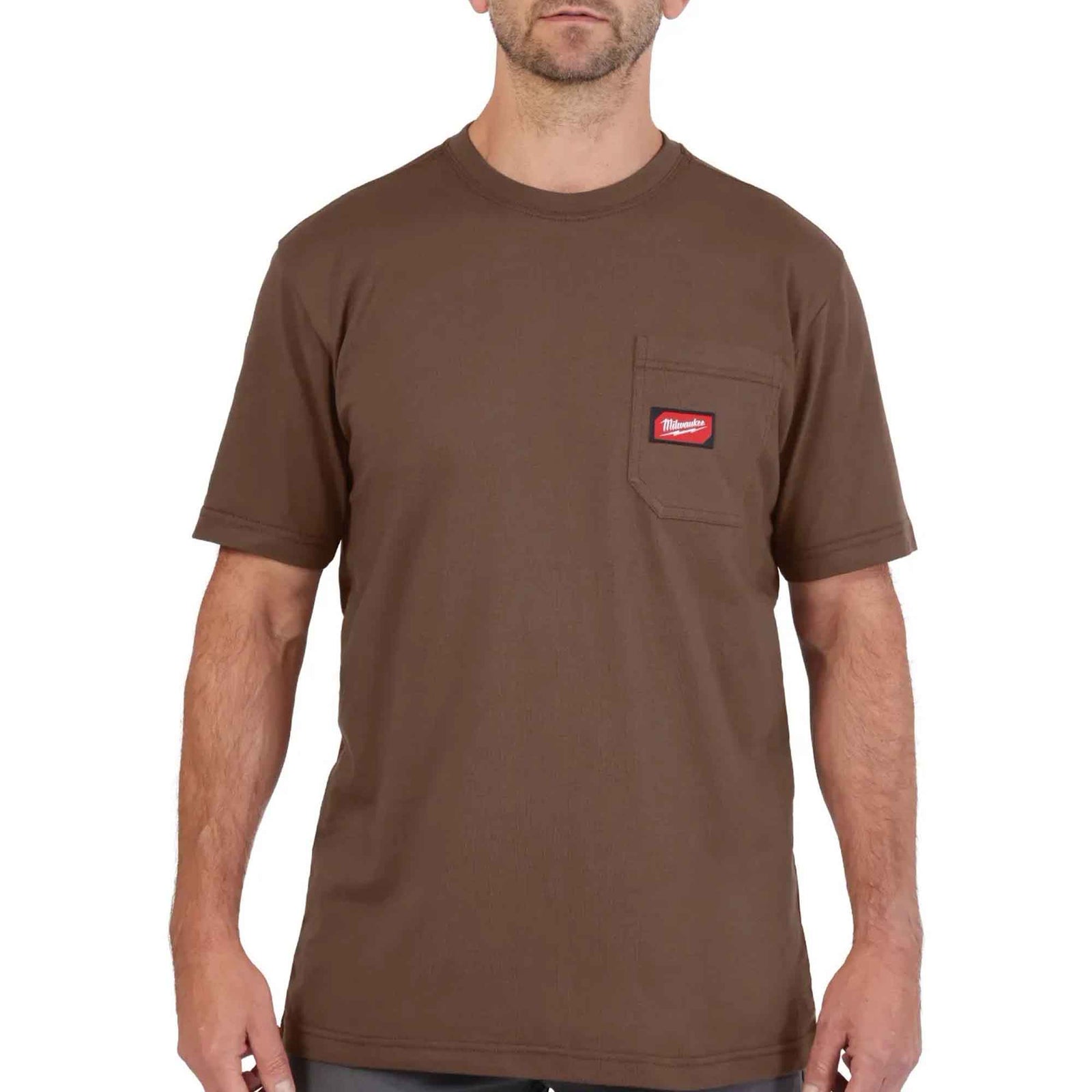 Chandail de travail Gridiron à manches courtes avec poche pour homme, brun (2T-grand)