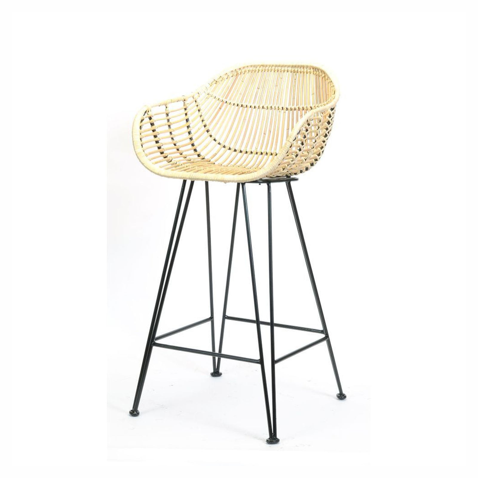 Tabouret de comptoir Colette en rotin crème, 18,5" x 35,75"
