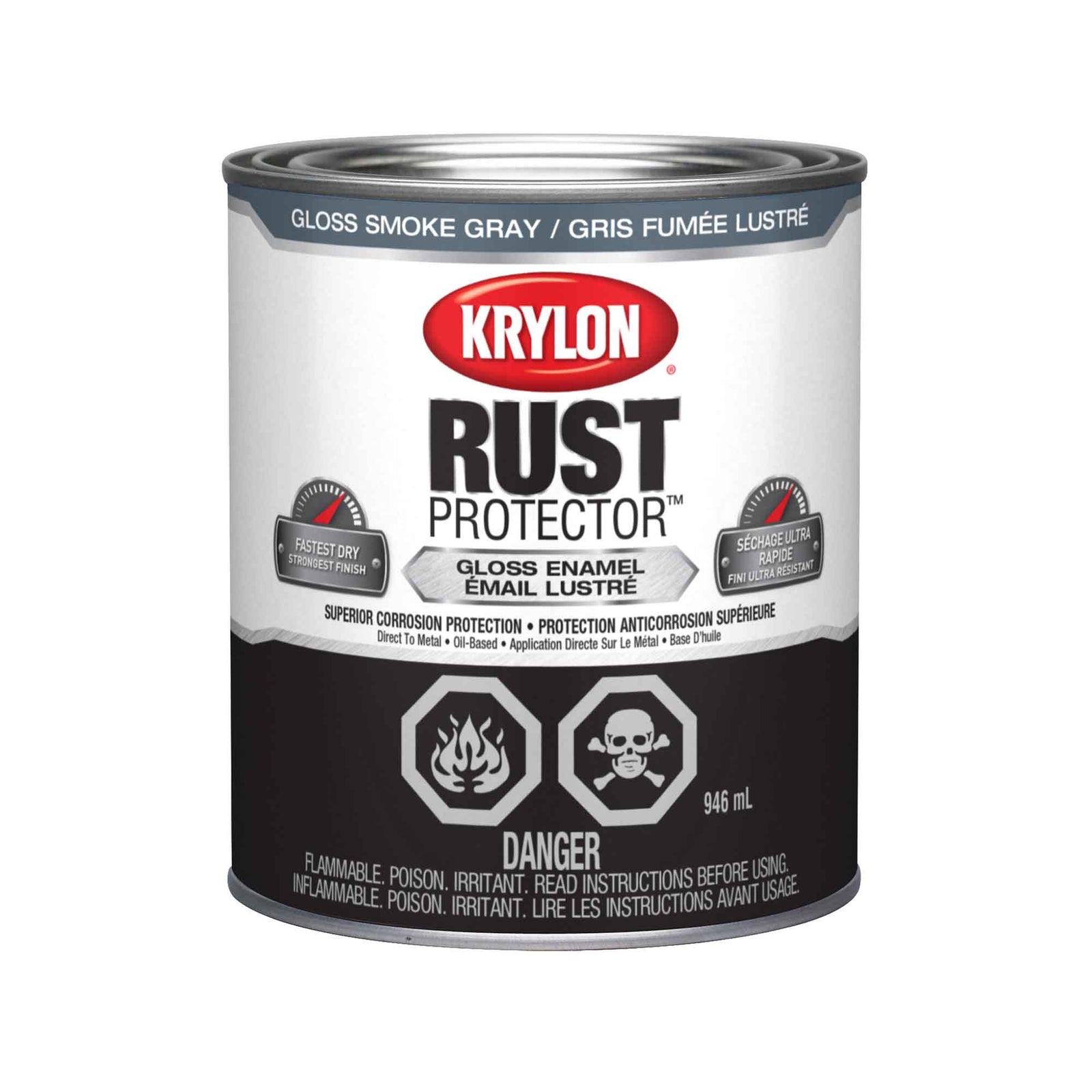 Krylon Rust Protector émail lustré gris fumée, 946 ml