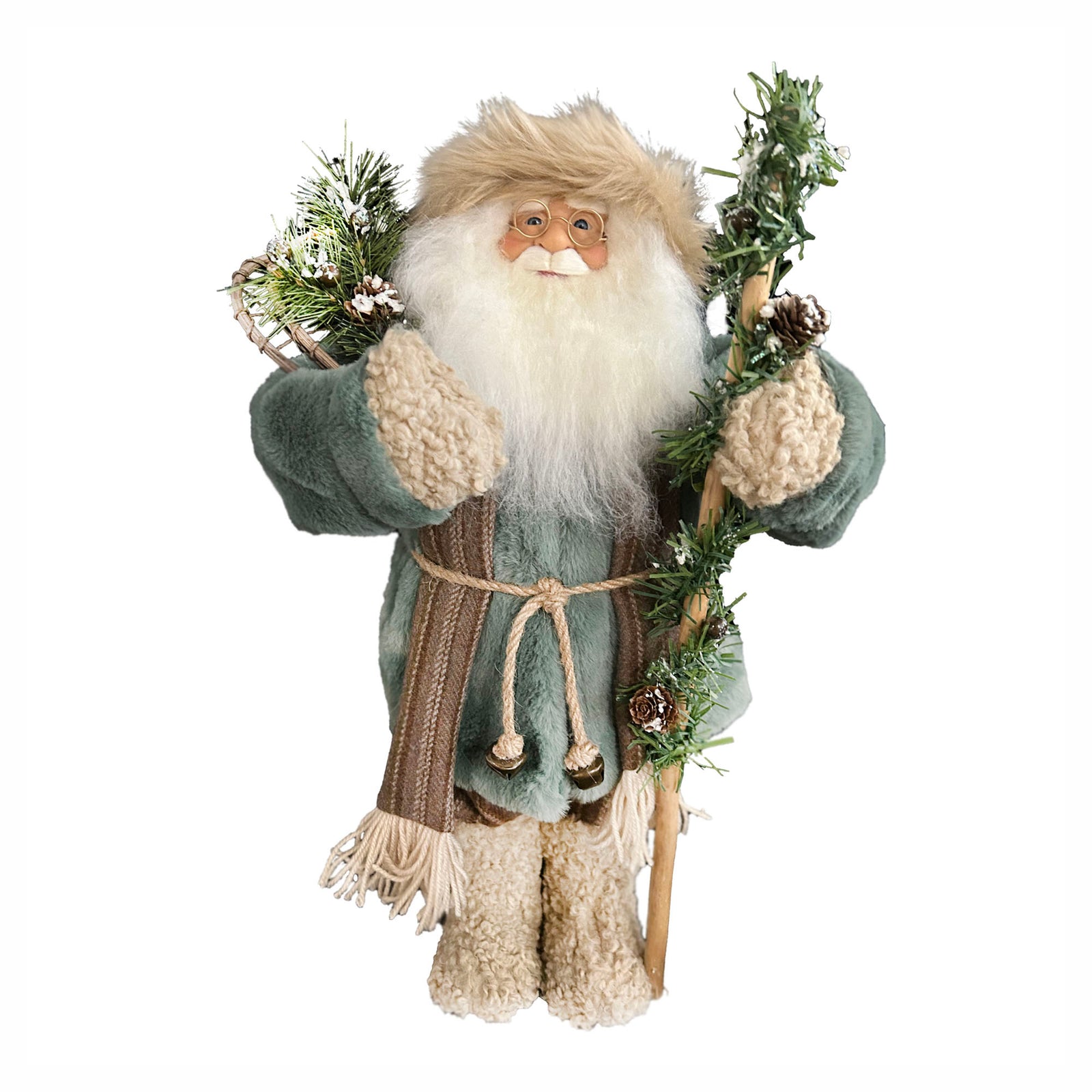 Décoration du Père Noël de luxe au look nordique tenant un bâton, 18"