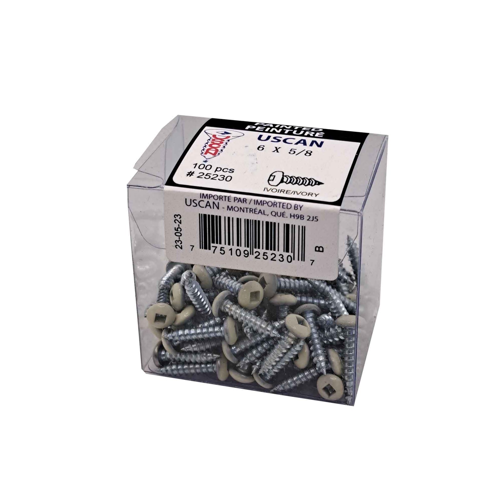 Vis pour soffite à tête de couleur ivoire, #6 x 5/8" (100 unités)