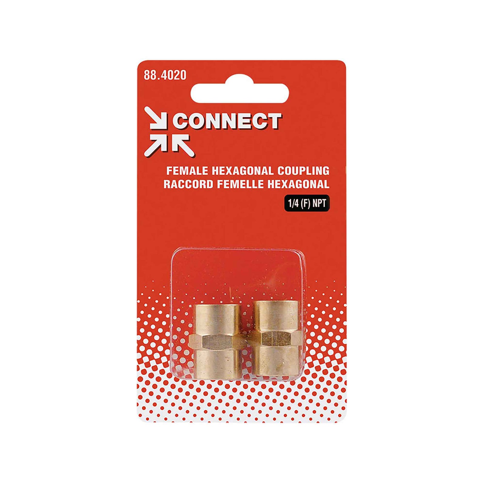 Union hexagonale en laiton, 1/4 (F) NPT (2 pièces)