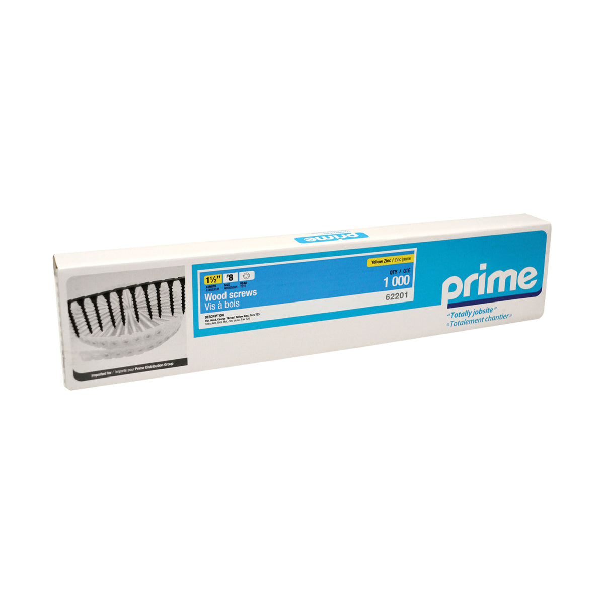 Vis à bois en zinc jaune sur bande pour utilisation avec embout Torx T25, #8 x 1-1/2'' (1 000 unités)