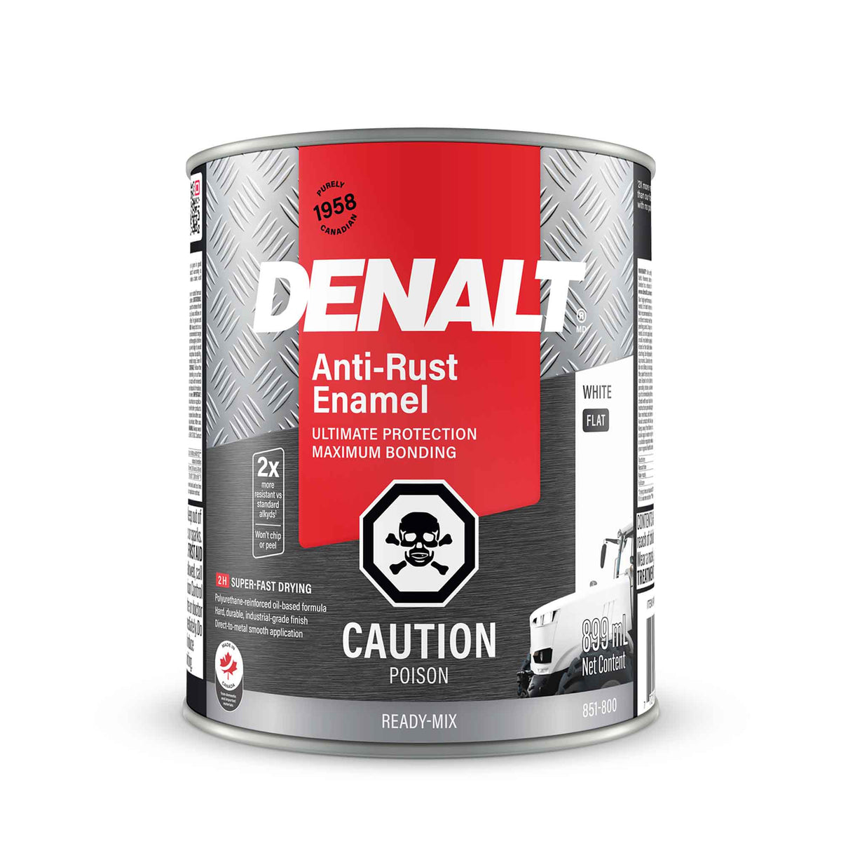 Émail antirouille à base d’huile blanc mat, 899 ml