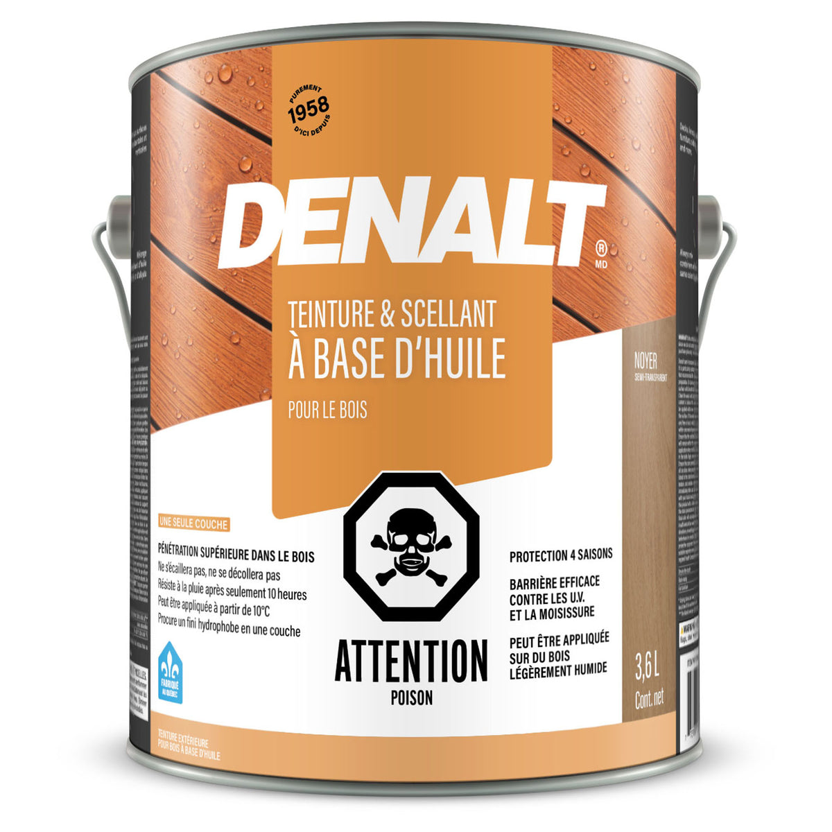 Teinture et scellant à base d’huile semi-transparent, 3,6 L (noyer)