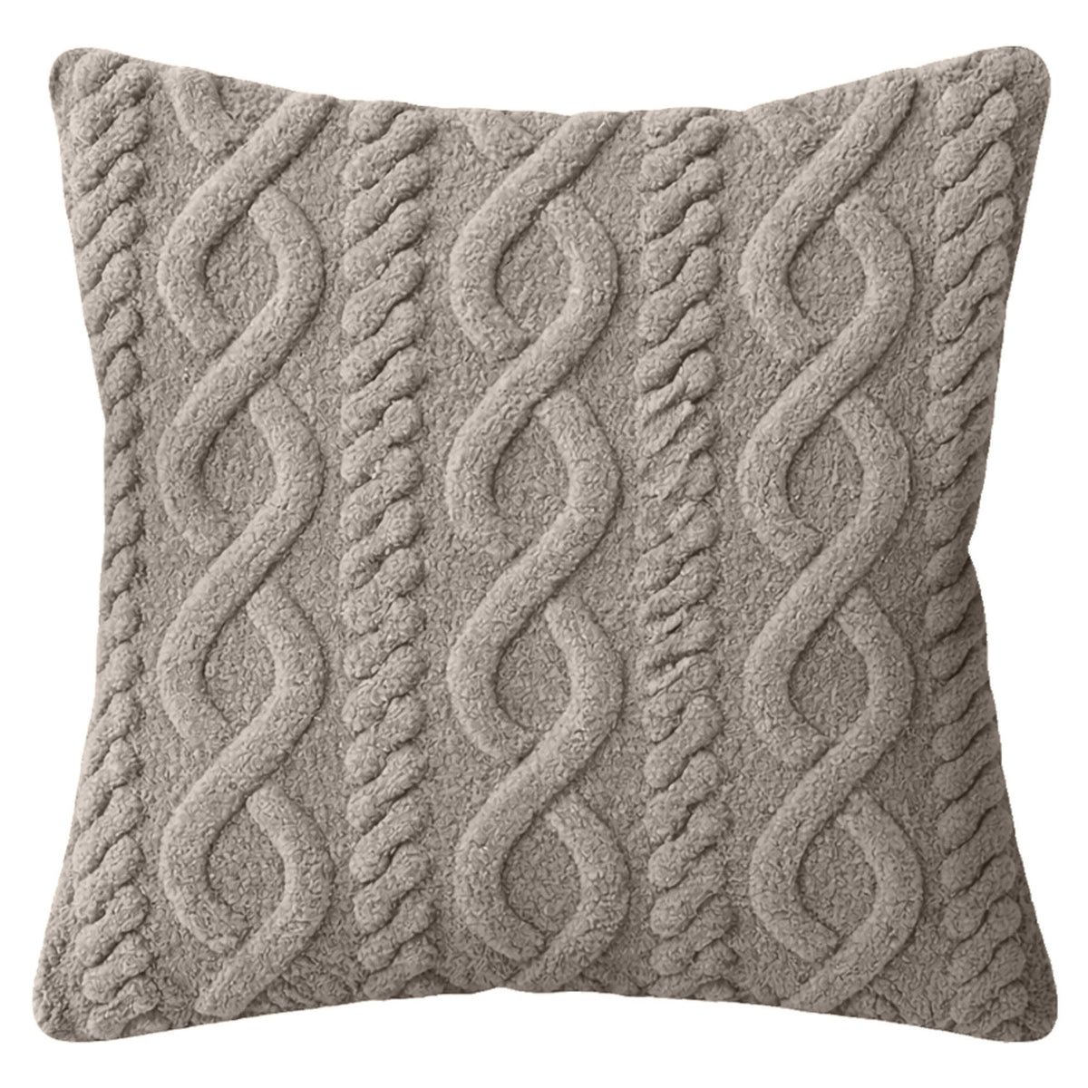 Coussin en tricot torsadé, taupe (17" x 17")