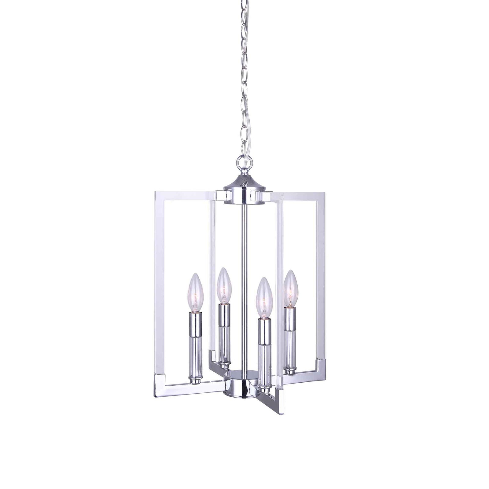 Lustre à 4 lumières Willa en chrome avec accents d'acrylique, 14" x 19" à 81,5"