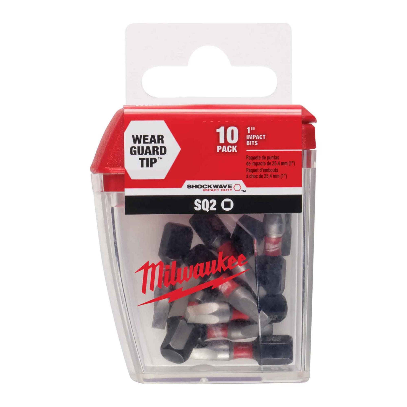 Embout à chocs Shockwave de 1'' à pointe carrée #2 et à prise 1/4'', 10 unités