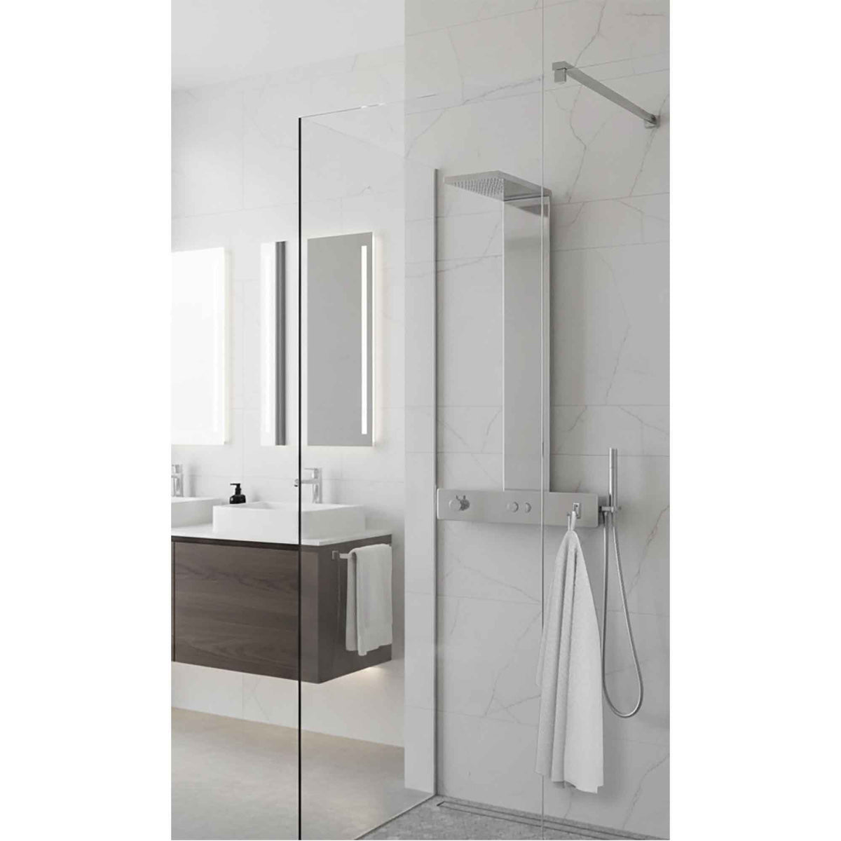 Colonne de douche en acier inoxydable chrome poli, 23,62'' x 41,53" x 17,71''