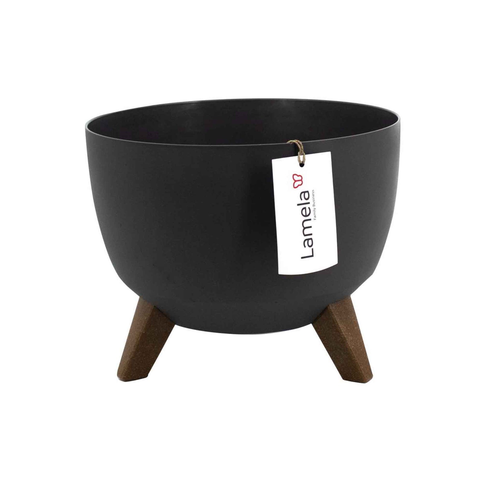 Jardinière Roma bol noir sur pattes, 9" x 8"