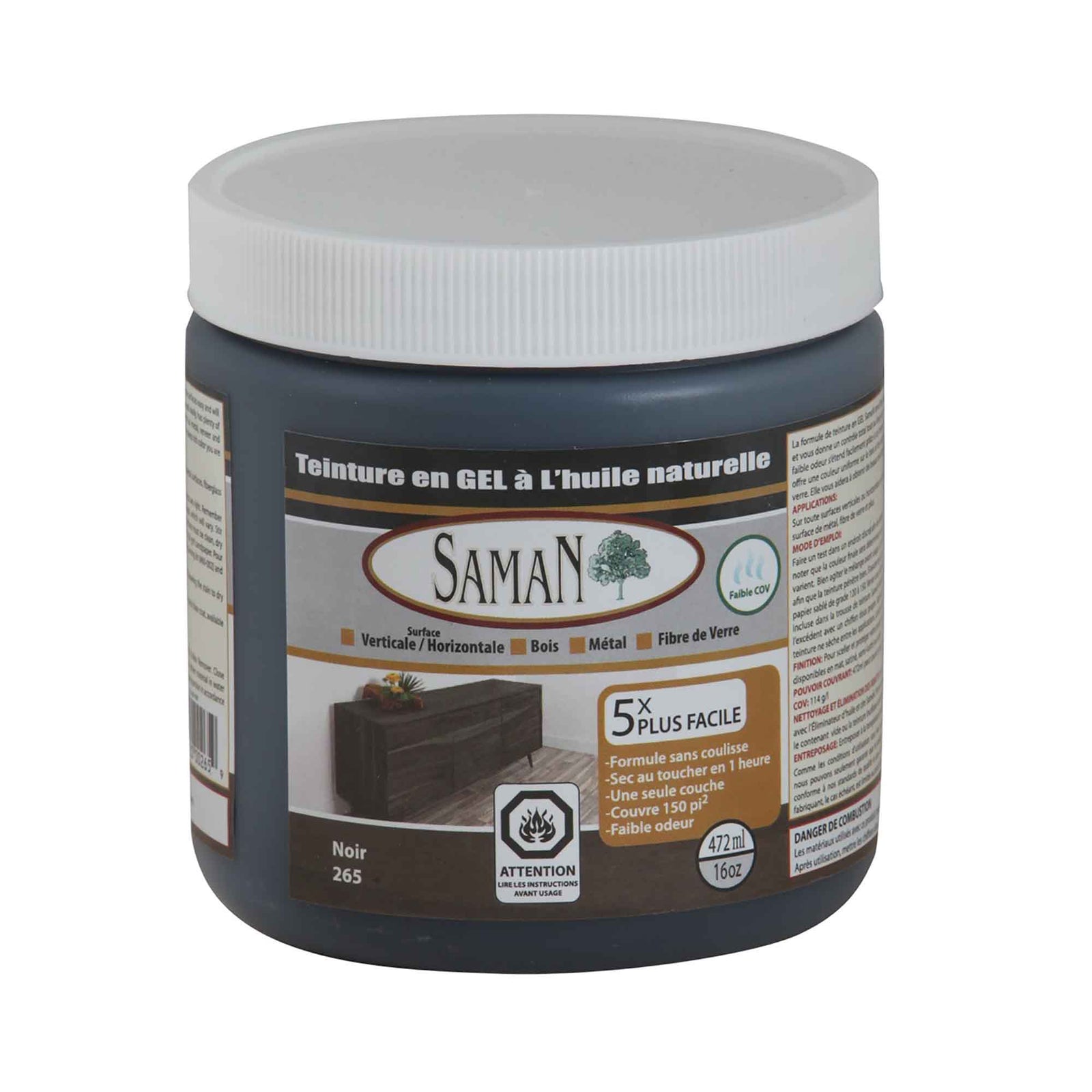 Teinture en gel à l'huile naturelle Noir, 472 ml                 