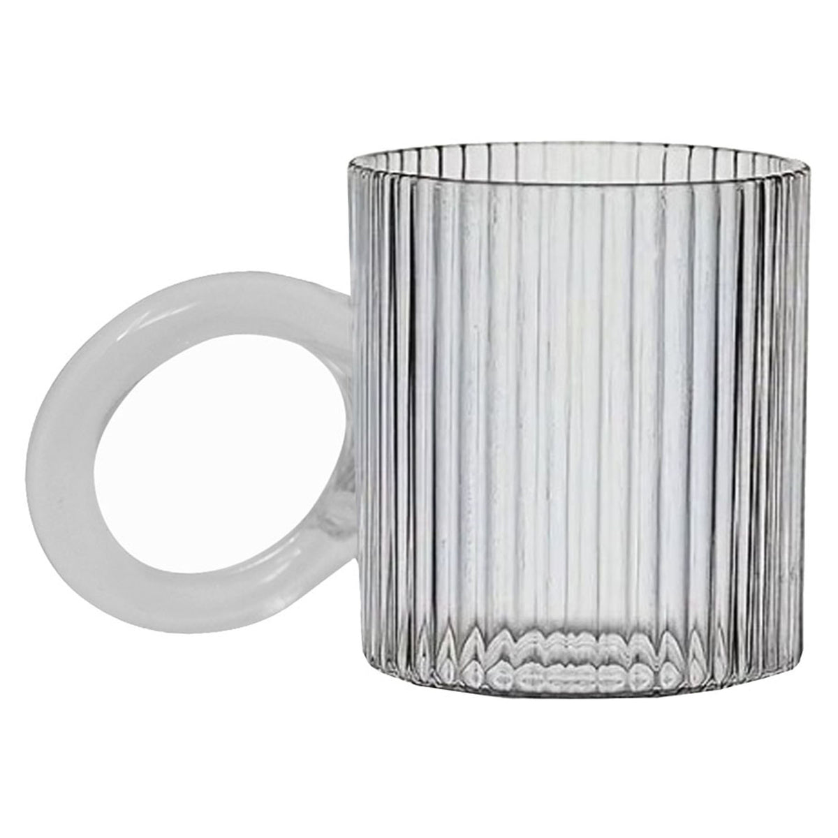 Tasse en verre avec nervures, 5,70" x 3,34" x 2,75"