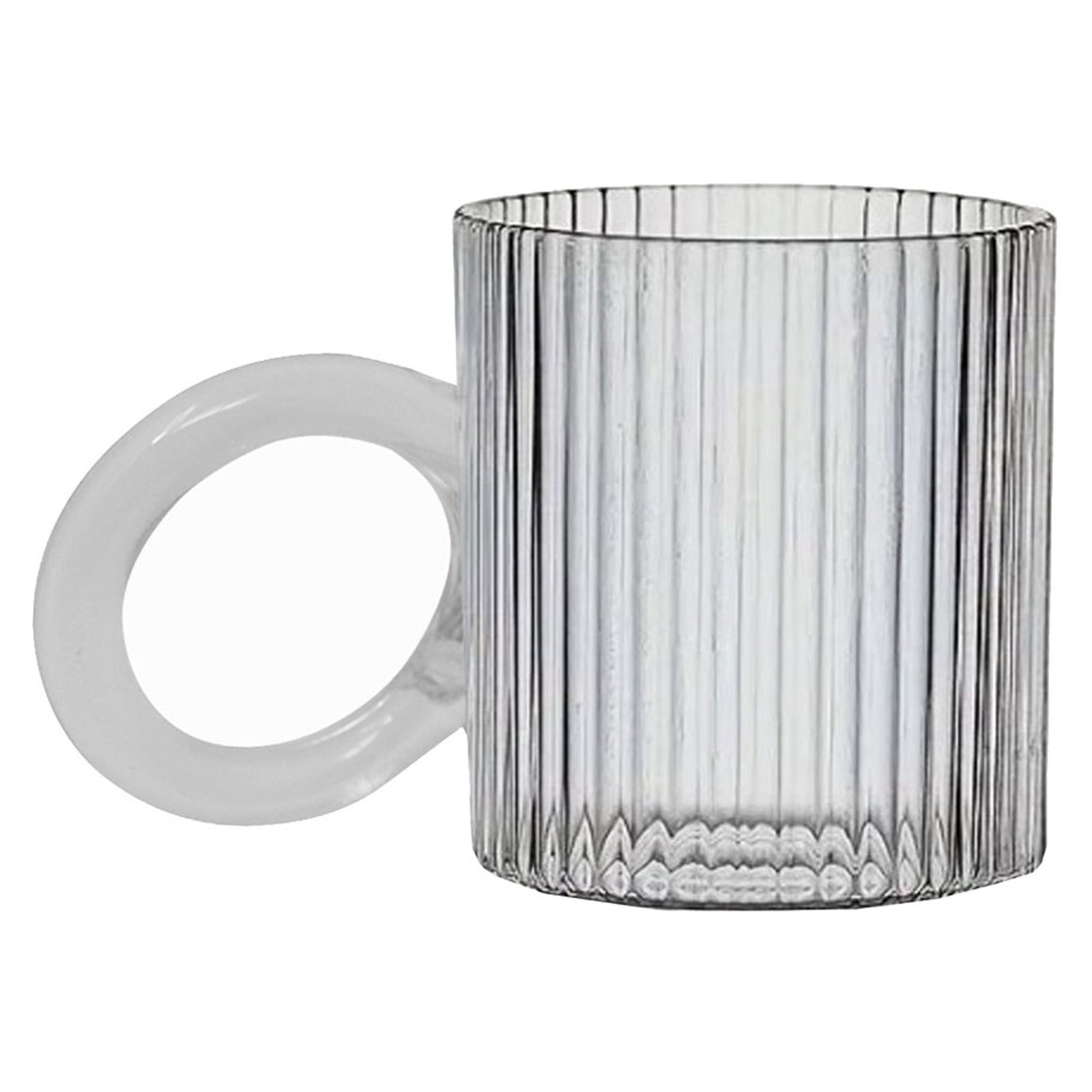Tasse en verre avec nervures, 5,70" x 3,34" x 2,75"