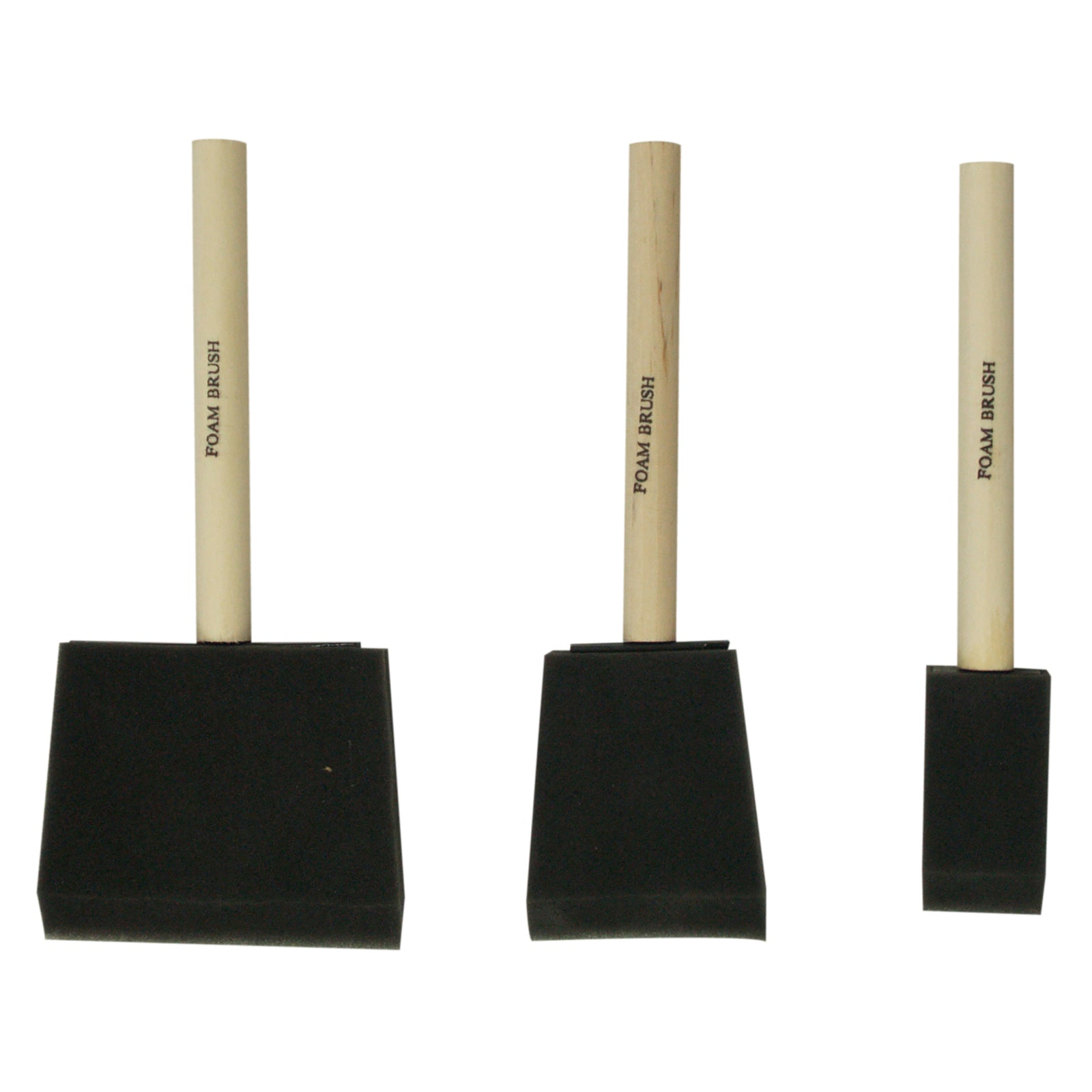 Ensemble de 3 pinceaux mousse (1 po, 2 po, 3 po), série Utility, manche en bois