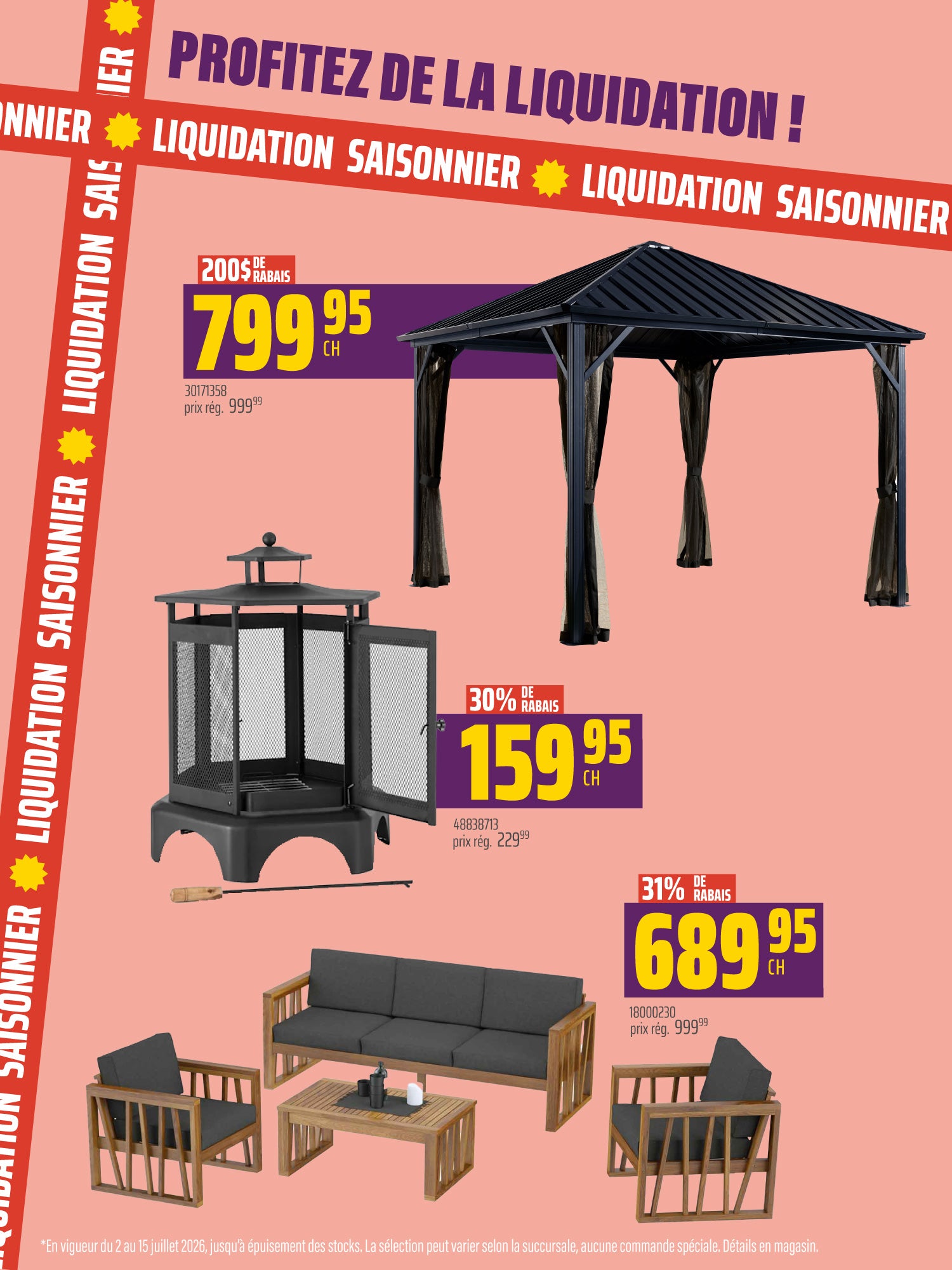Liquidation meubles et abris