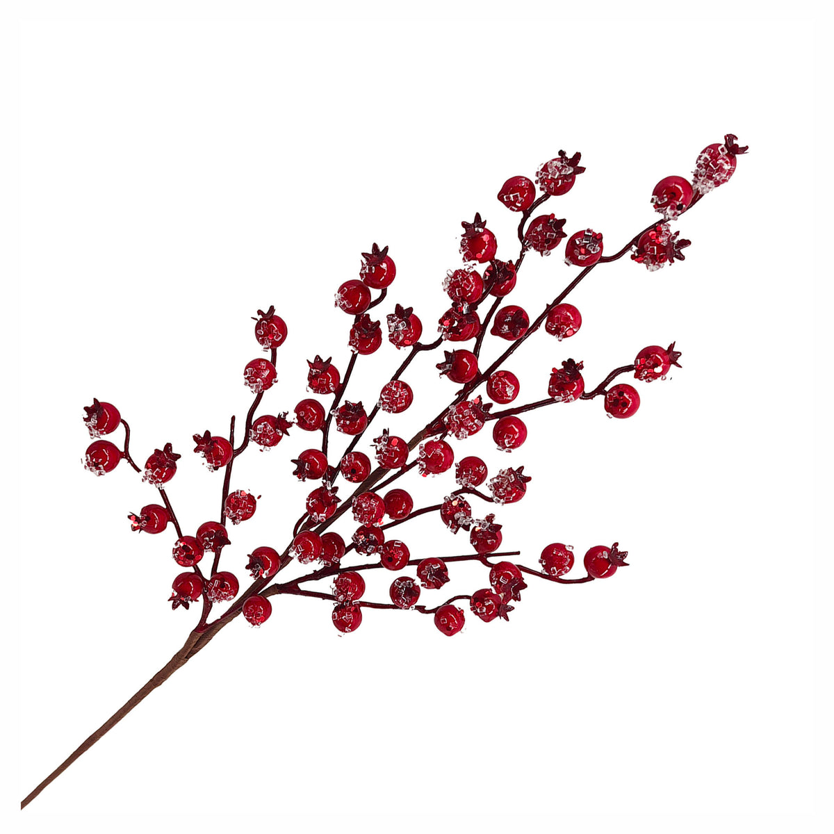 Pic de baies rouge métallique et givrées, 24"