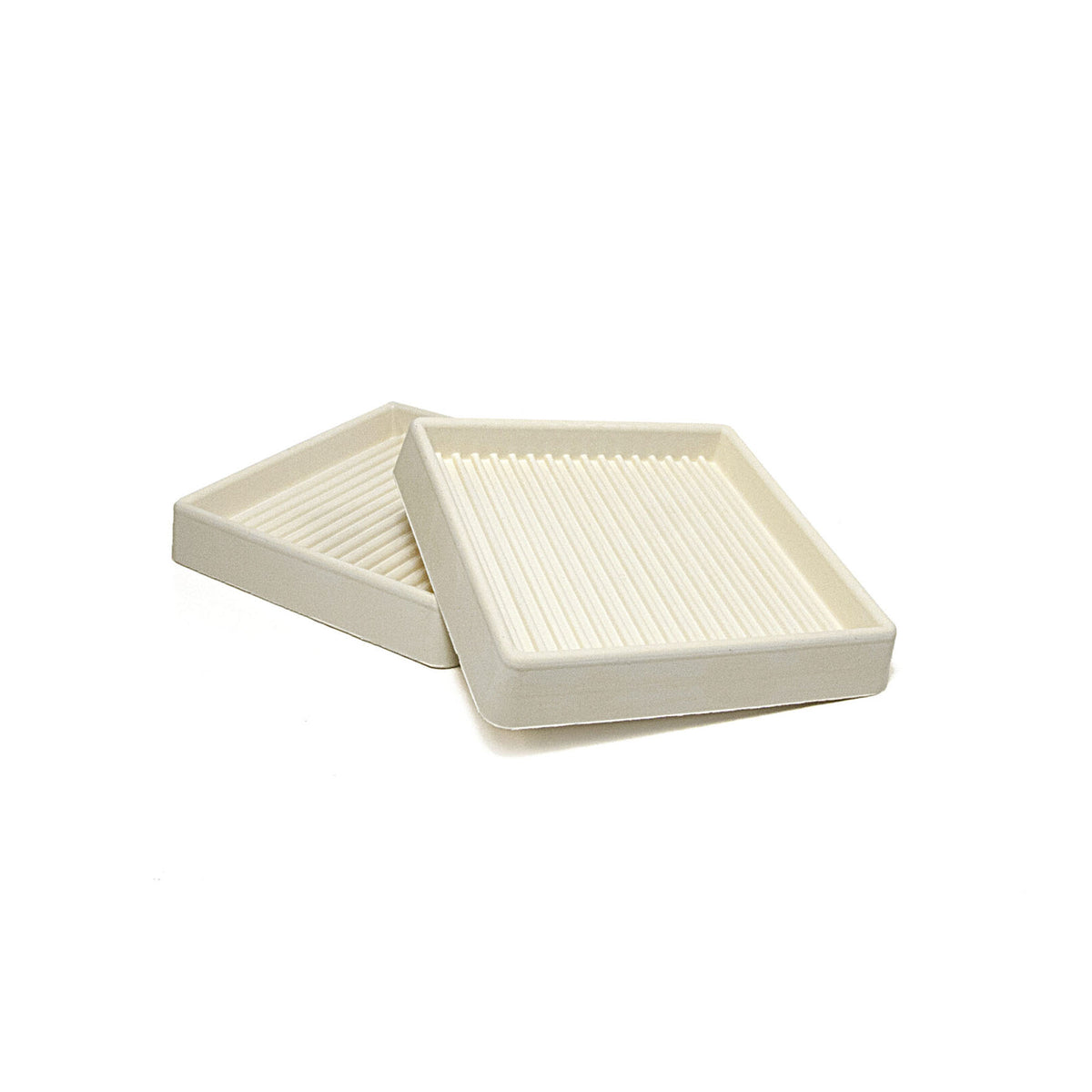 Coupelle carrée à rebords surélevés en caoutchouc antidérapant de 3'' x 3'' DI, 2  unités (amande)