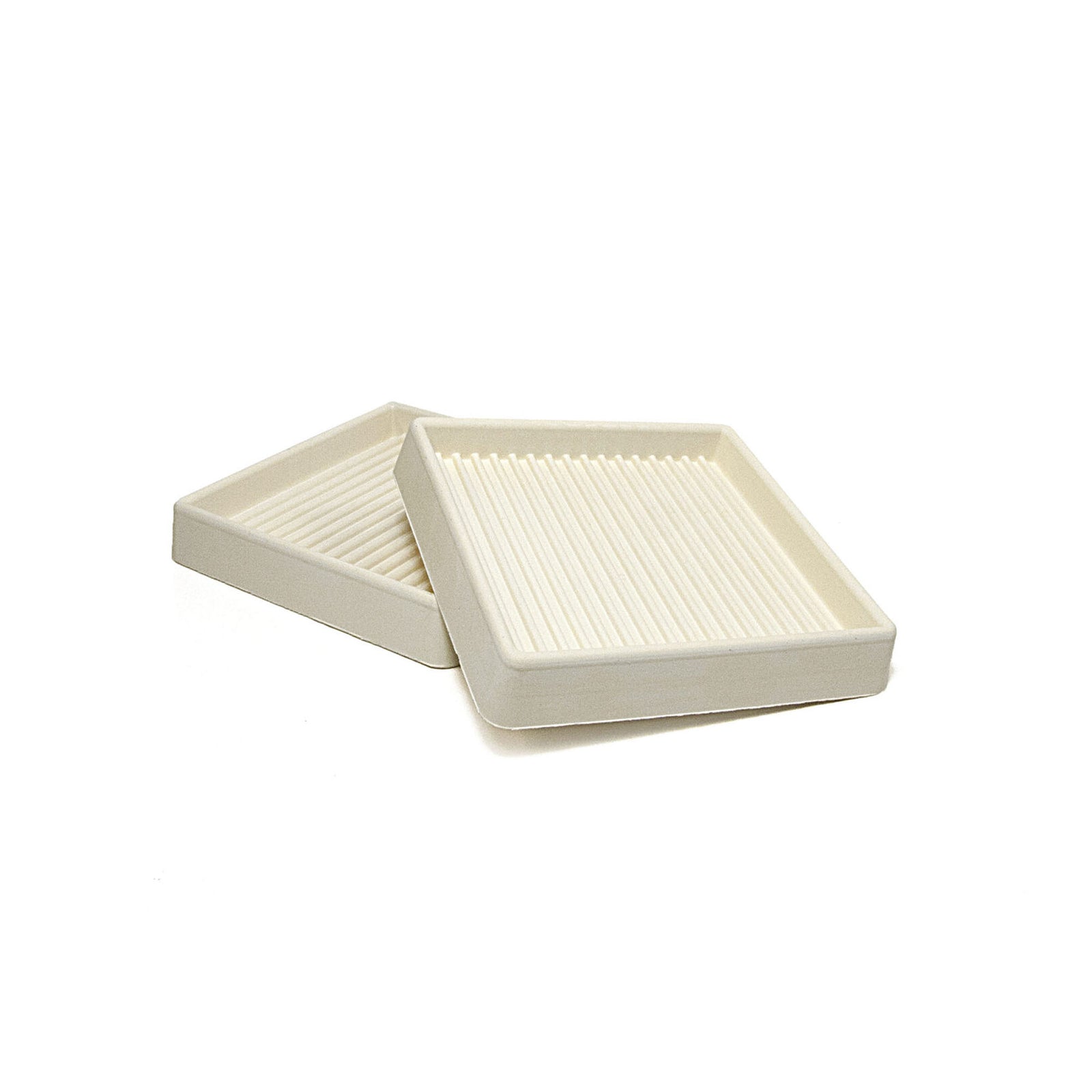 Coupelle carrée à rebords surélevés en caoutchouc antidérapant de 3'' x 3'' DI, 2  unités (amande)