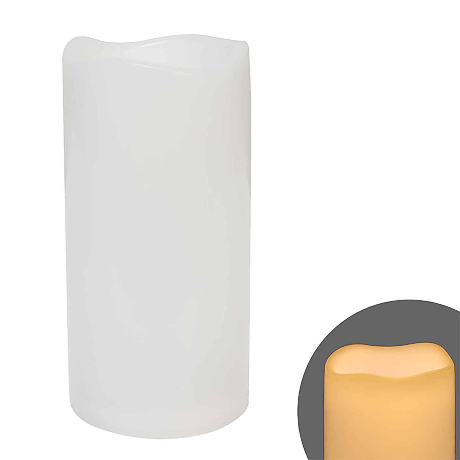 Chandelle blanche à flamme vacillante, 3'' x 6''