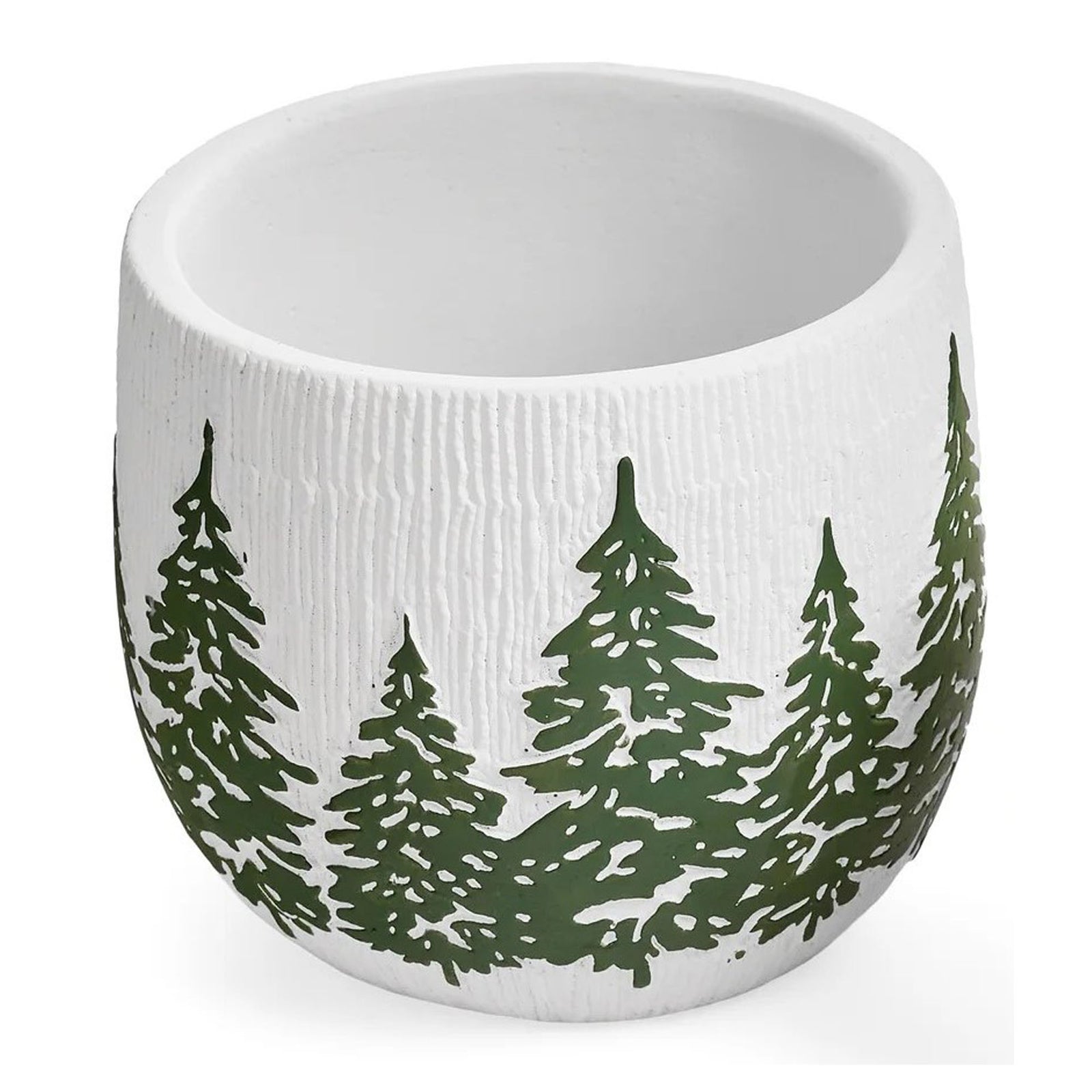 Grande jardinière en ciment avec motif de sapins verts, 5'' x 8,5''