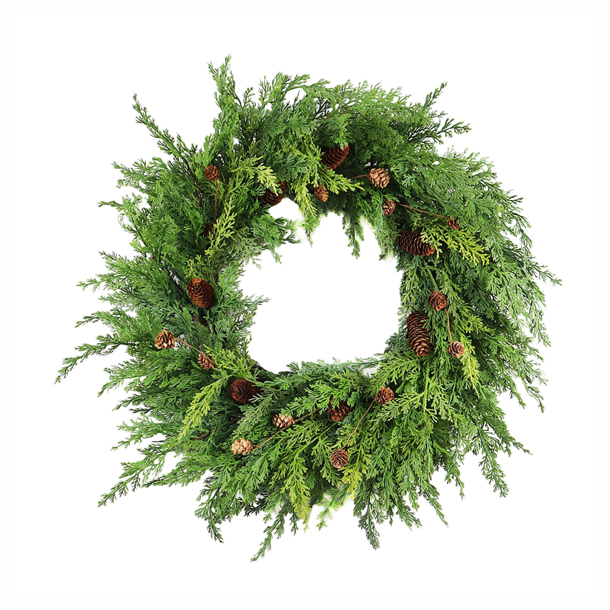 Couronne de cèdre au toucher naturel avec des pommes de pin, 24"