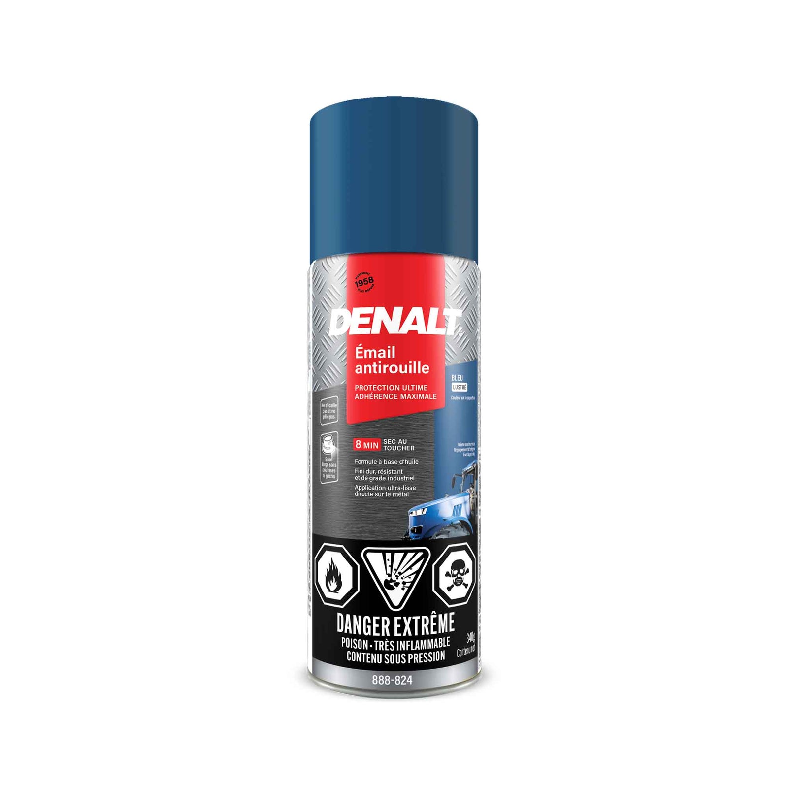 Émail antirouille en aérosol à base d’huile, 340 g (bleu Ford lustré)