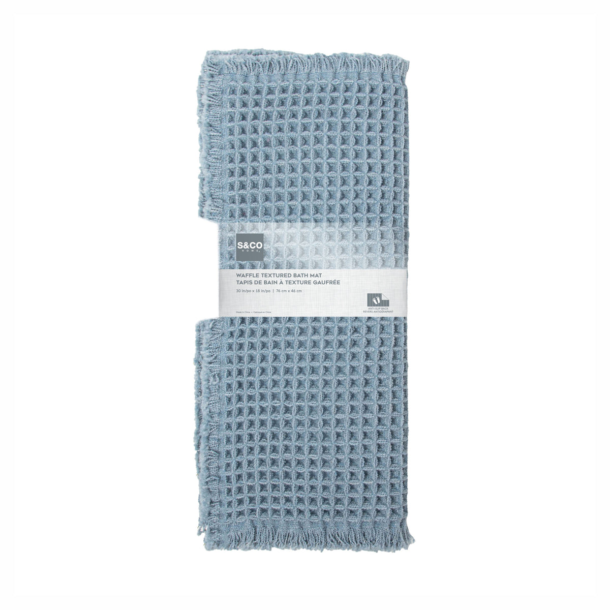 Tapis de bain antidérapant à texture gaufrée , 30" x 18" (Bleu denim)